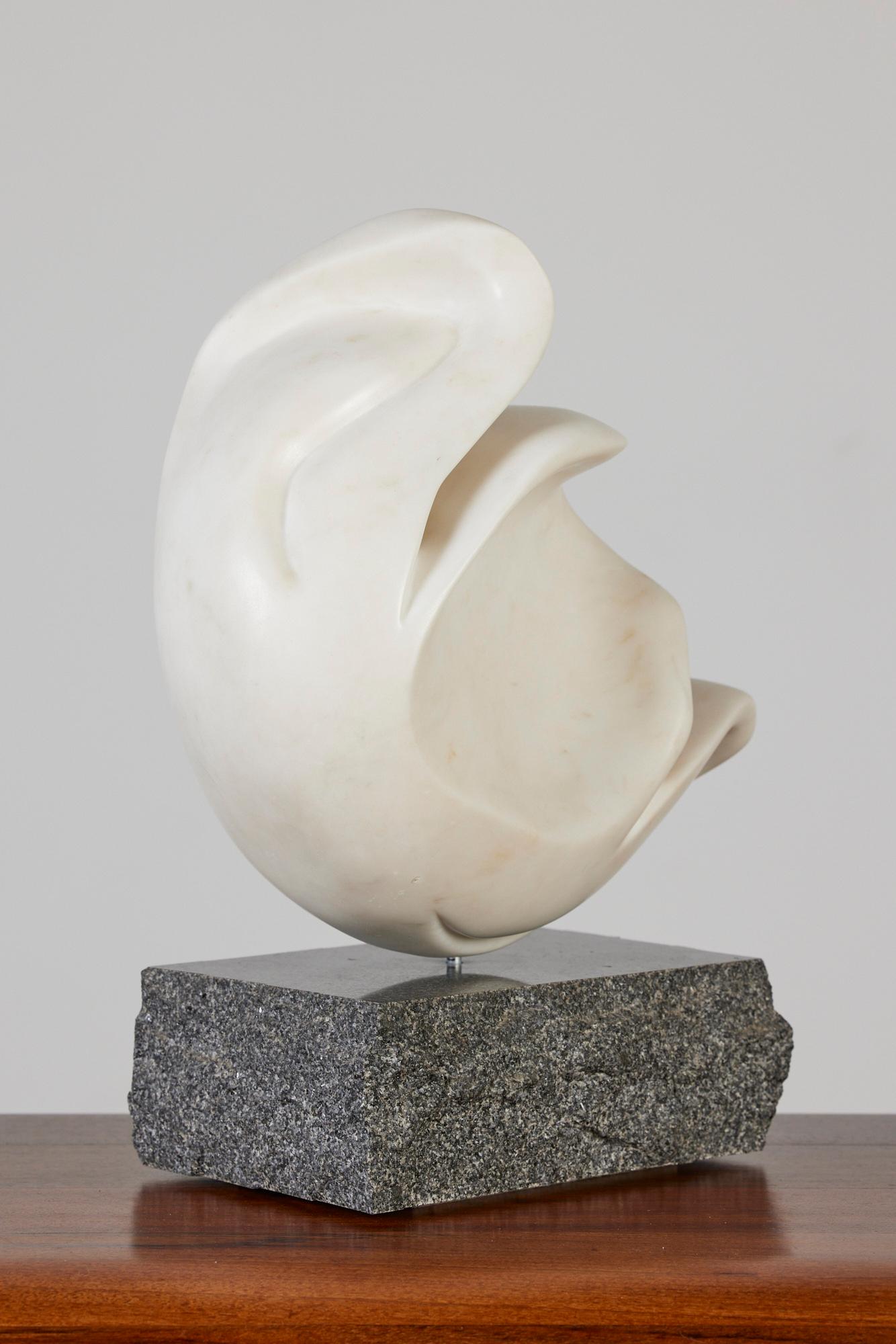 Unknown Biomorphic Marble Sculpture with Granite Base