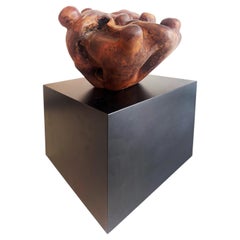 Biomorphic Mid-century Abstract Burlwood Sculpture on a Base