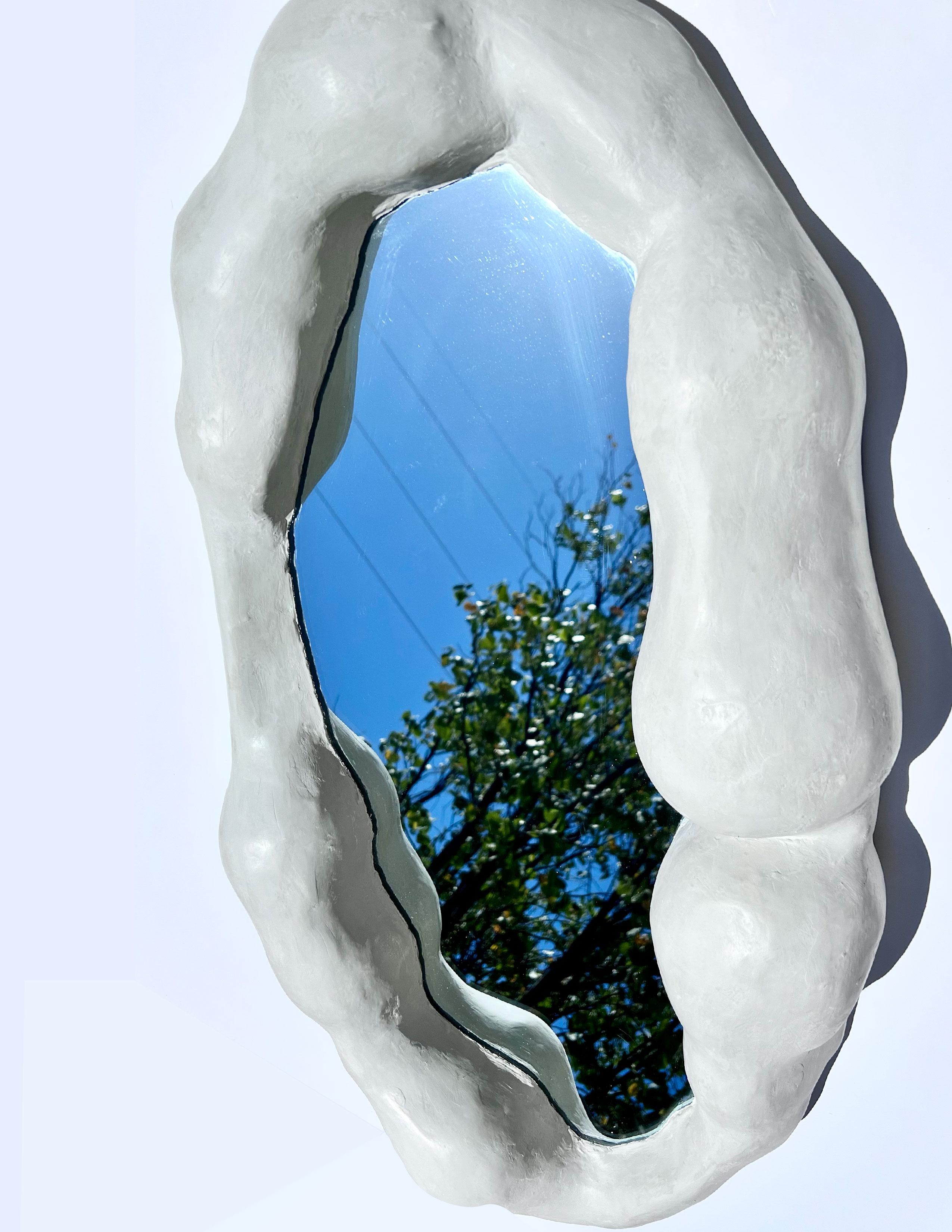 Organic Modern Biomorphic Mirror N.1 by Studio Chora, Large Wall Mirror, Off-White, In Stock