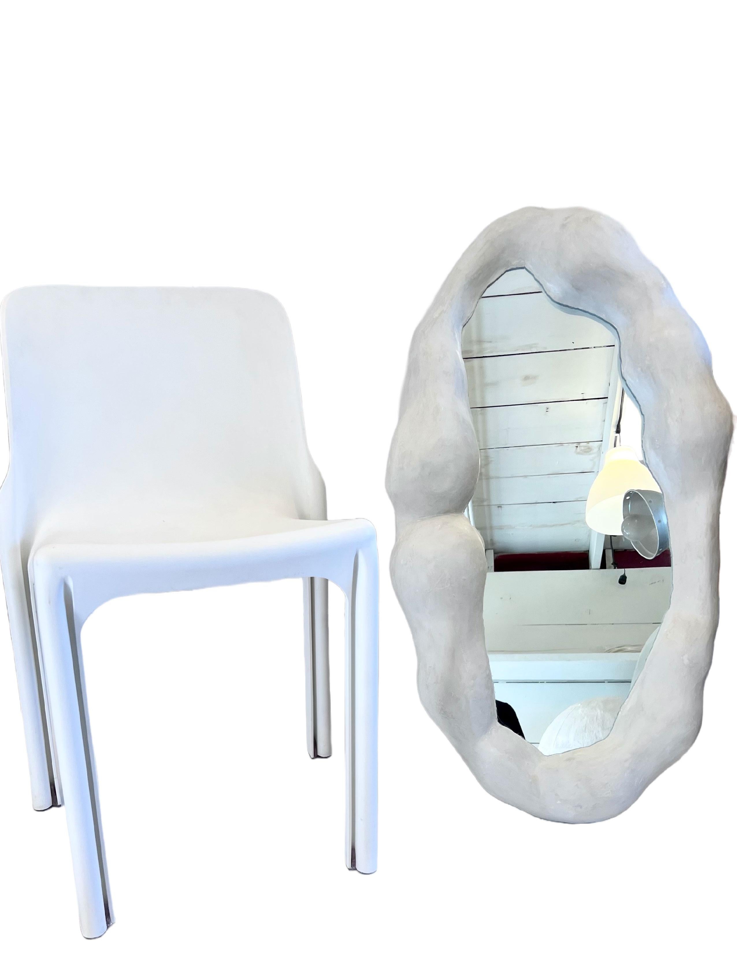 Contemporary Biomorphic Mirror N.1 by Studio Chora, Large Wall Mirror, Off-White, In Stock