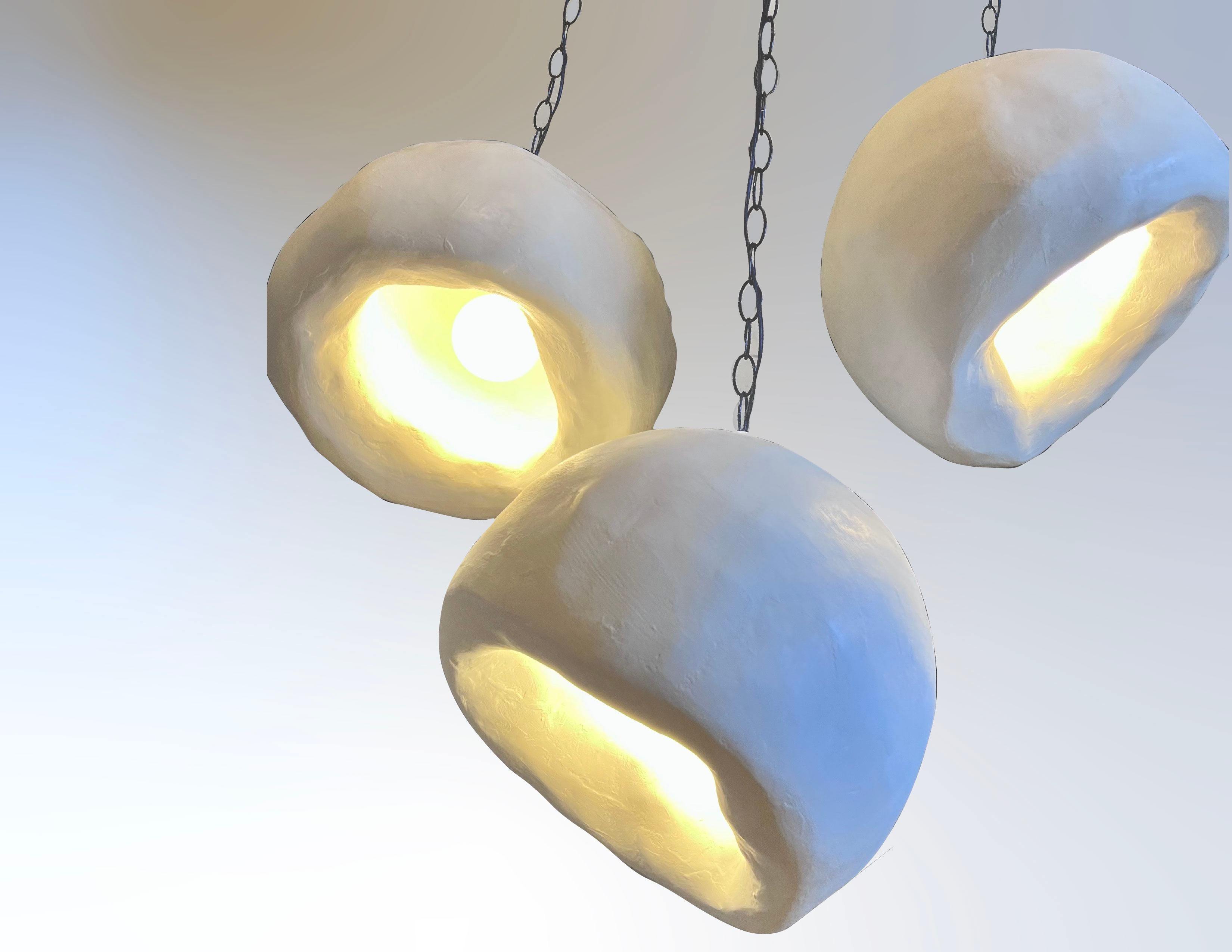 Carved Biomorphic Pendant by Studio Chora, Organic Hanging Light Fixture, Made-to-order For Sale