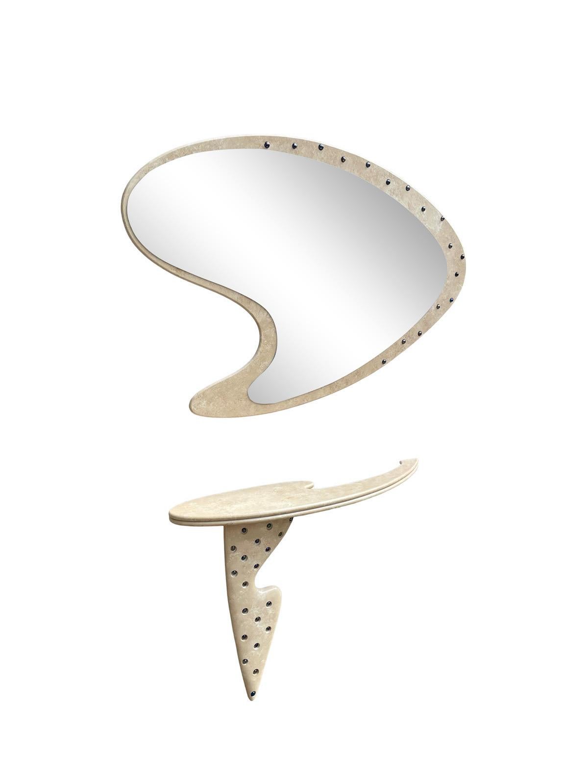 Post-Modern Biomorphic Postmodern Mirror With Matching Console  For Sale