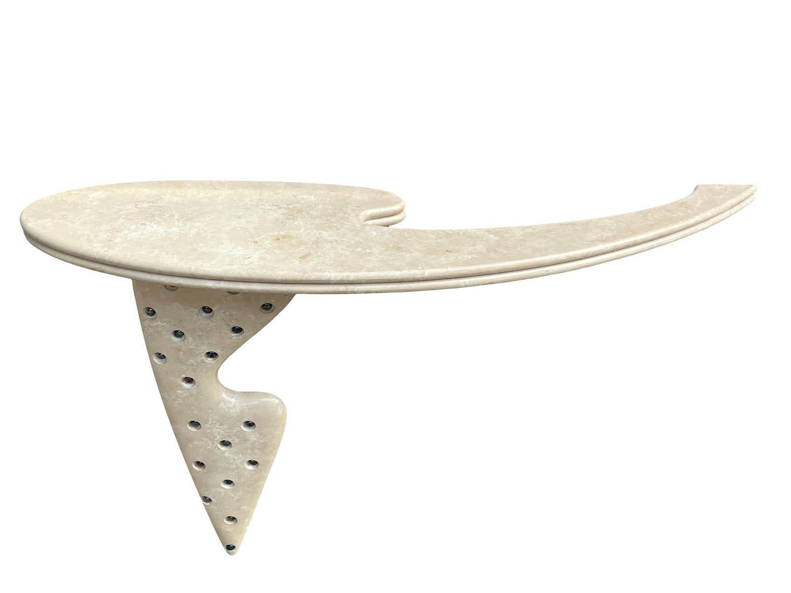 Biomorphic Postmodern Mirror With Matching Console In Good Condition In Bensalem, PA