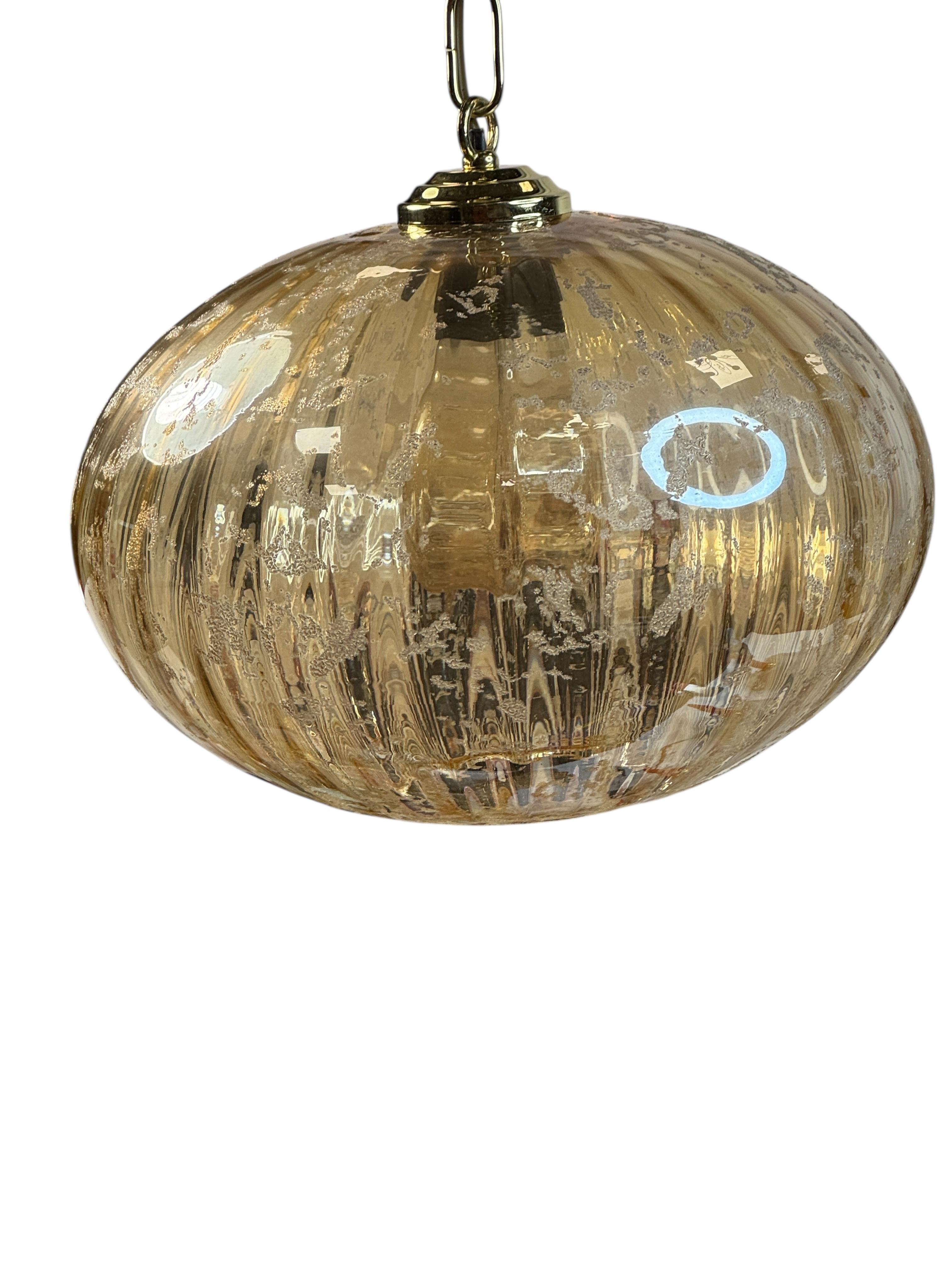 Lampada a sospensione biomorfa in vetro a forma di zucca, Limburg 1960, Germania in vendita 7