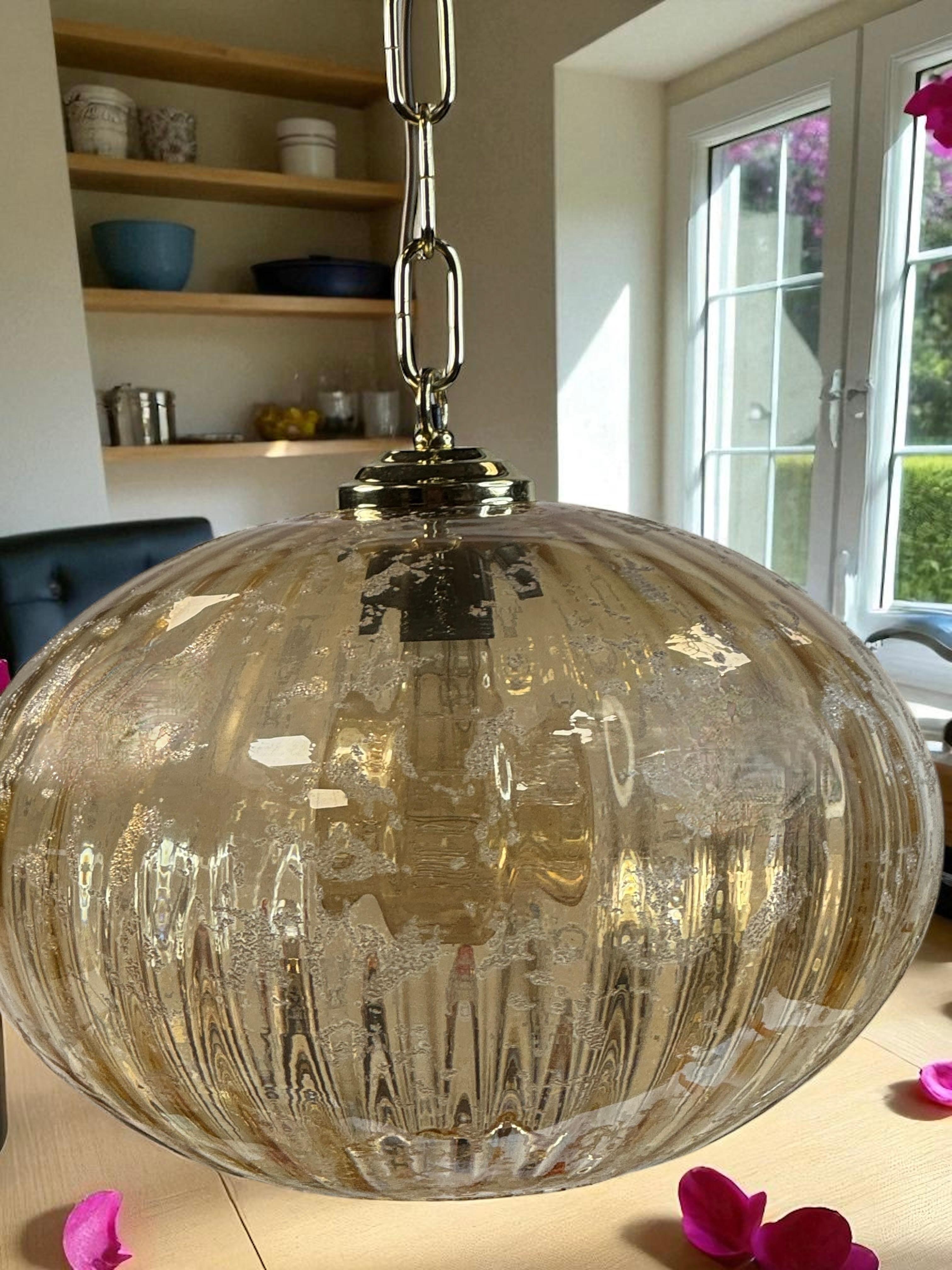 Metallo Lampada a sospensione biomorfa in vetro a forma di zucca, Limburg 1960, Germania in vendita
