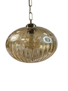 Biomorphic Pumpkin Shaped Glass Pendant Light, Limburg 1960s, German