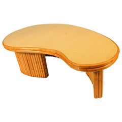 Biomorphic Rattan Coffee Table with Formica Top