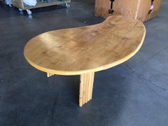 Biomorphic Rattan Coffee Table with Wood Top