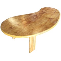 Biomorphic Rattan Coffee Table with Wood Top