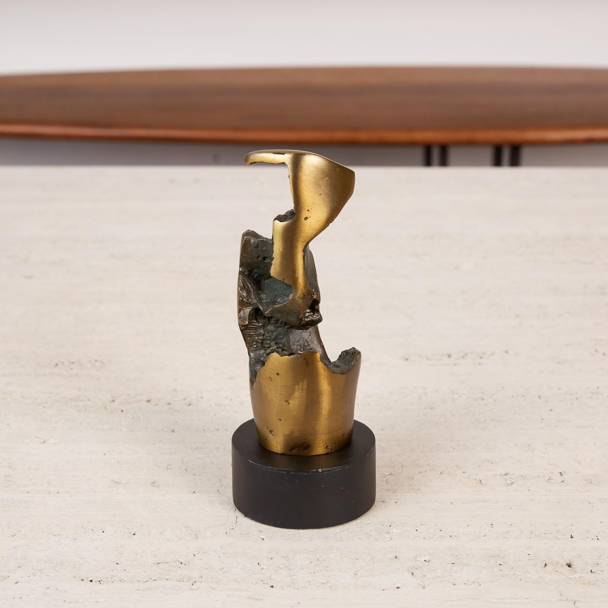Metal Biomorphic Sculpture with Bronze Finish on Stand