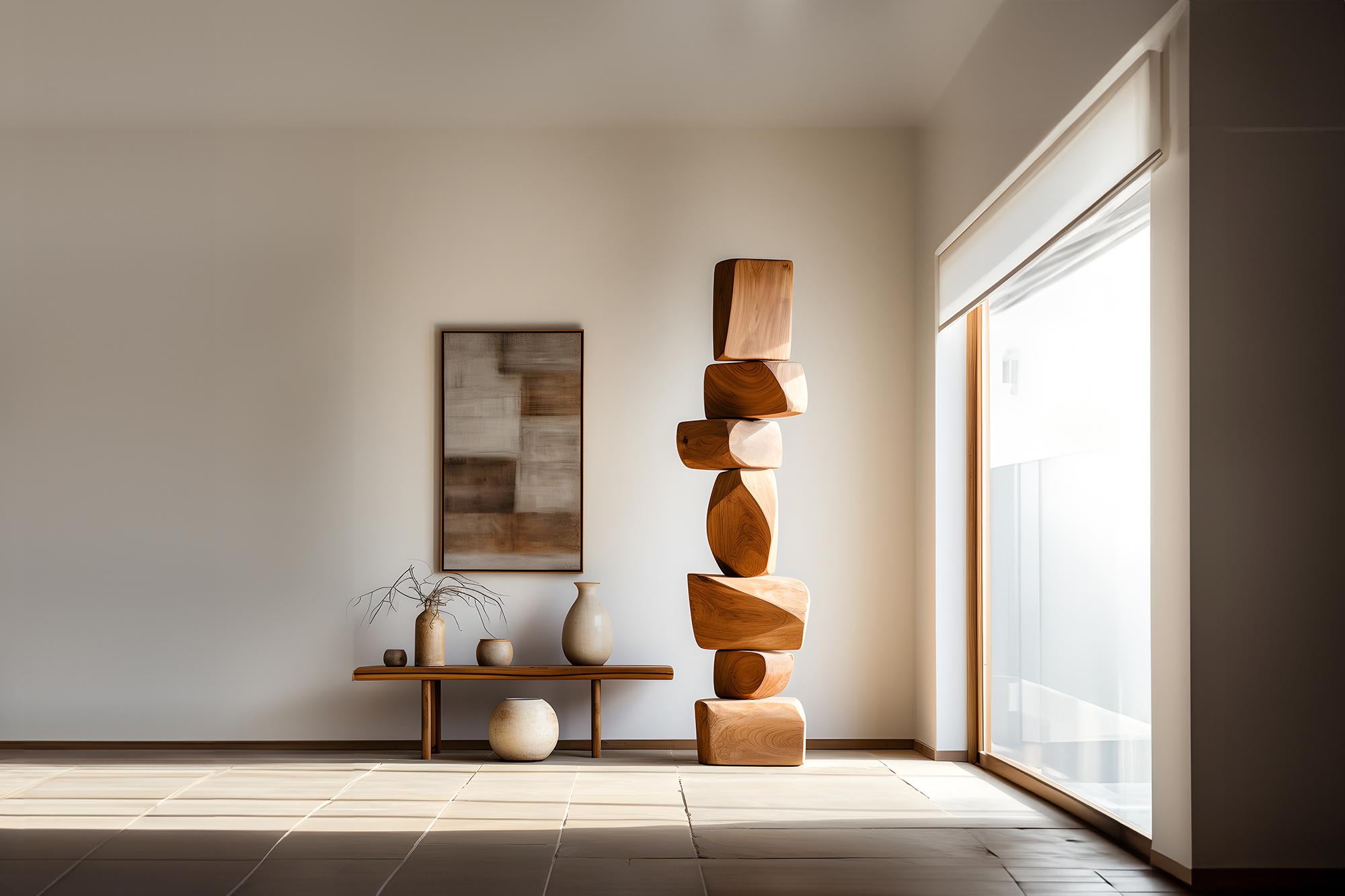 Mid-Century Modern Biomorphic Serenity: Abstract Oak Totem Still Stand No61 by NONO For Sale