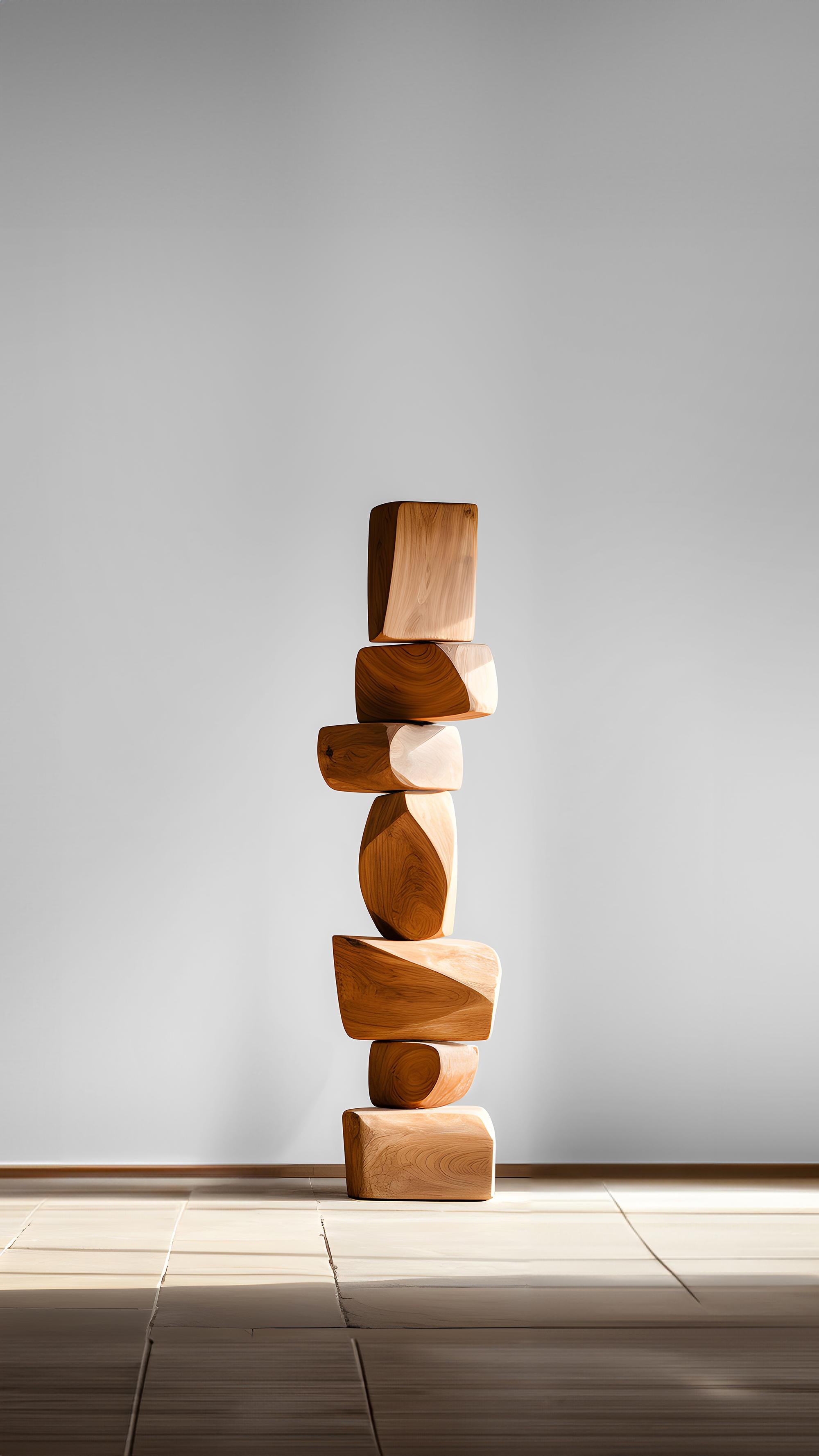 Hand-Crafted Biomorphic Serenity: Abstract Oak Totem Still Stand No61 by NONO For Sale