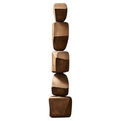 Biomorphic Serenity: Carved Oak Totem Still Stand No70 by NONO