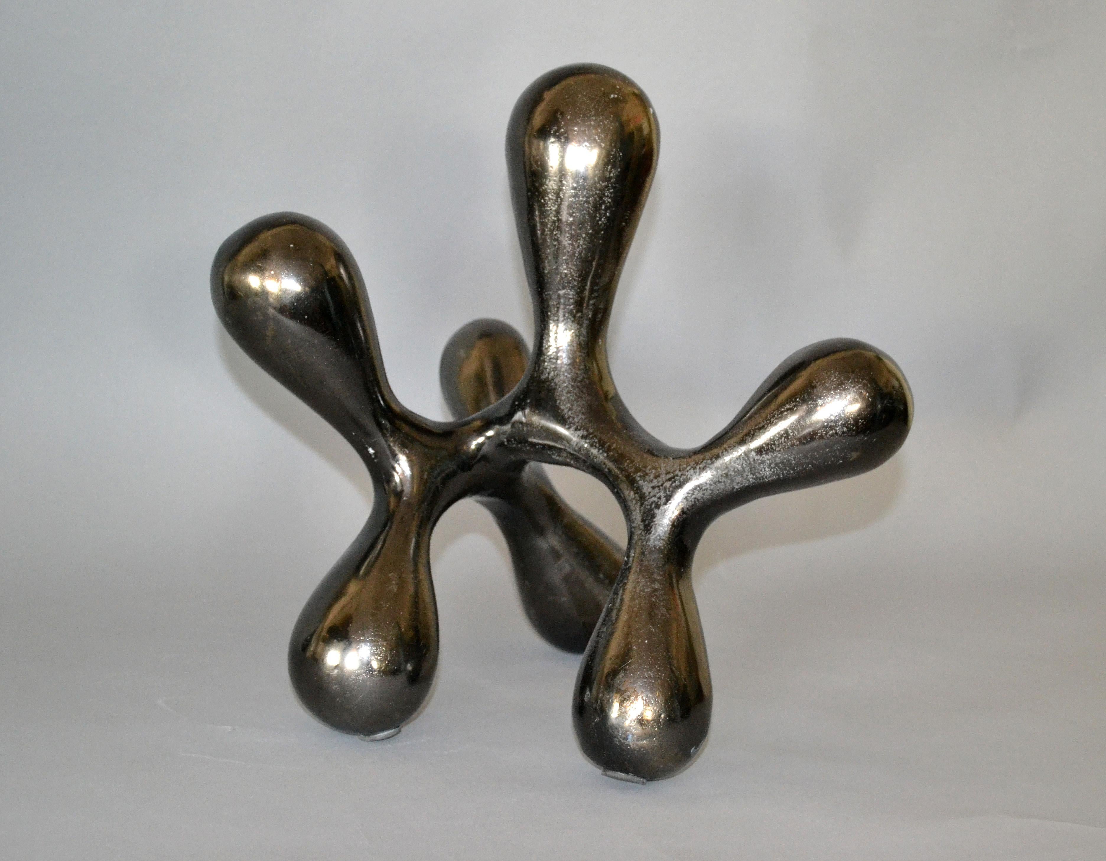 Mid-Century Modern Biomorphic Shape in Abstract Art Bronze Table Sculpture