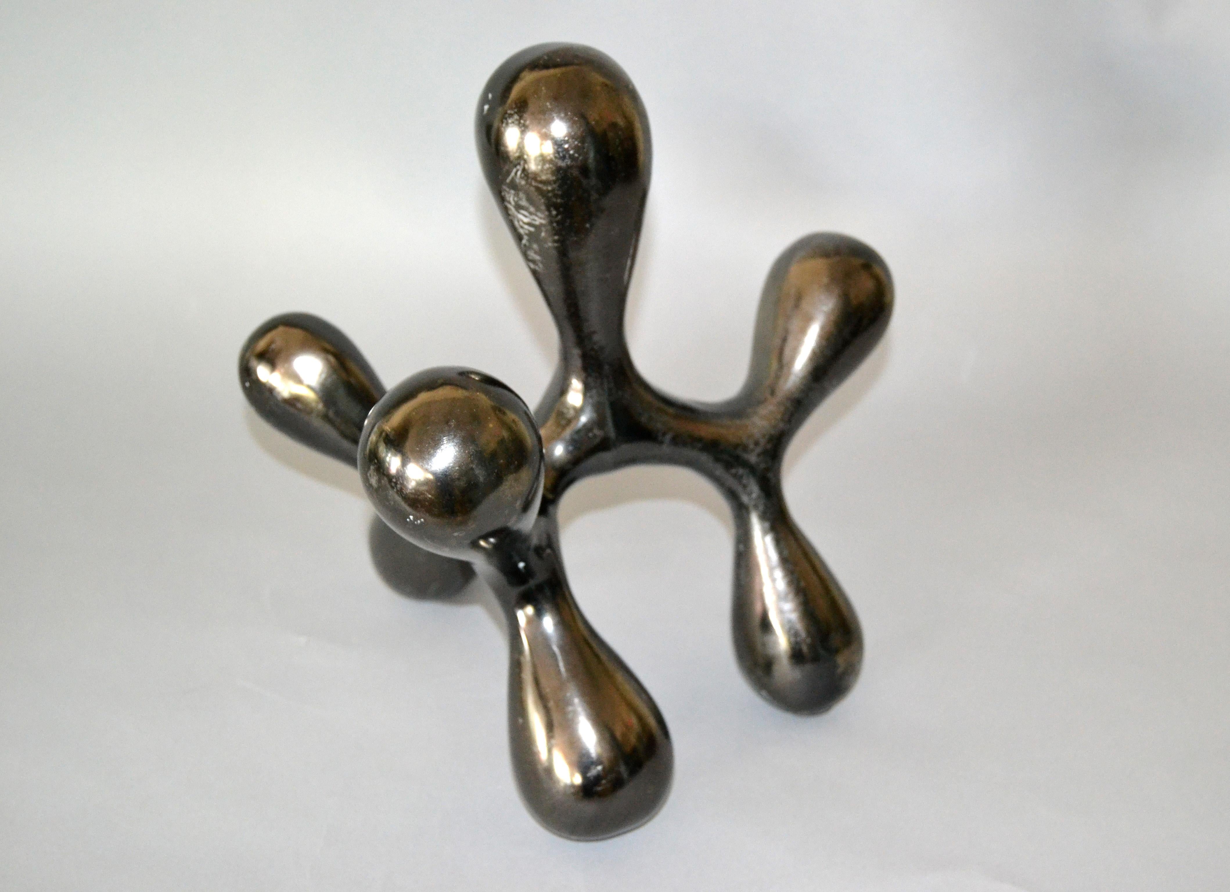 Biomorphic Shape in Abstract Art Bronze Table Sculpture In Good Condition In Miami, FL