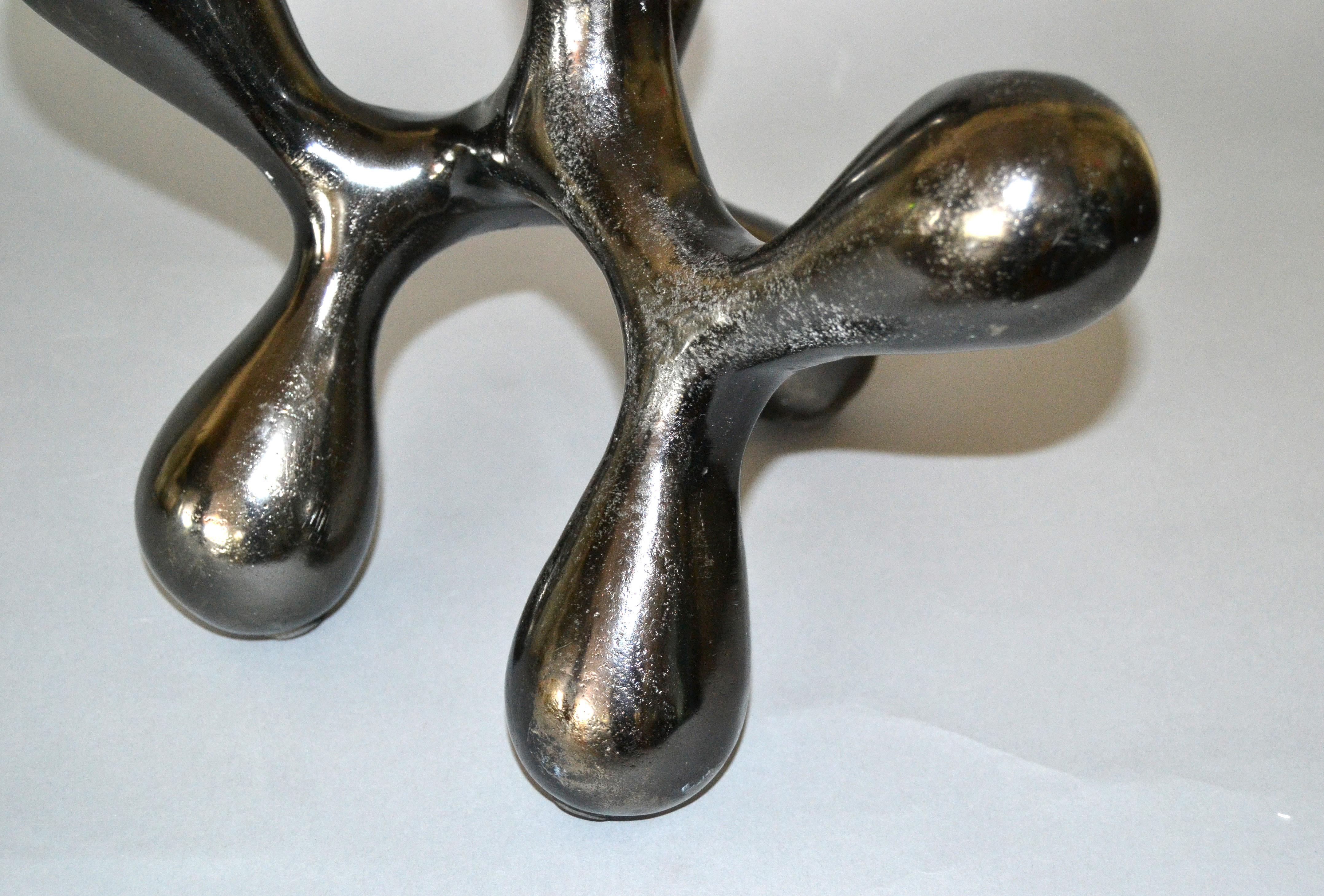 Biomorphic Shape in Abstract Art Bronze Table Sculpture 2