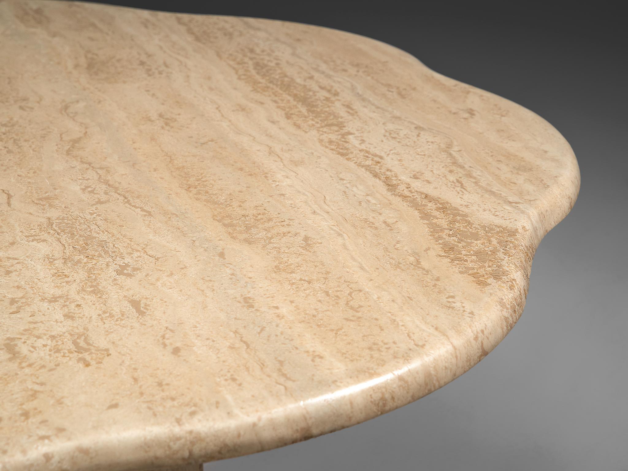 Biomorphic Shaped Coffee Table in Travertine, 1970s In Good Condition In Waalwijk, NL