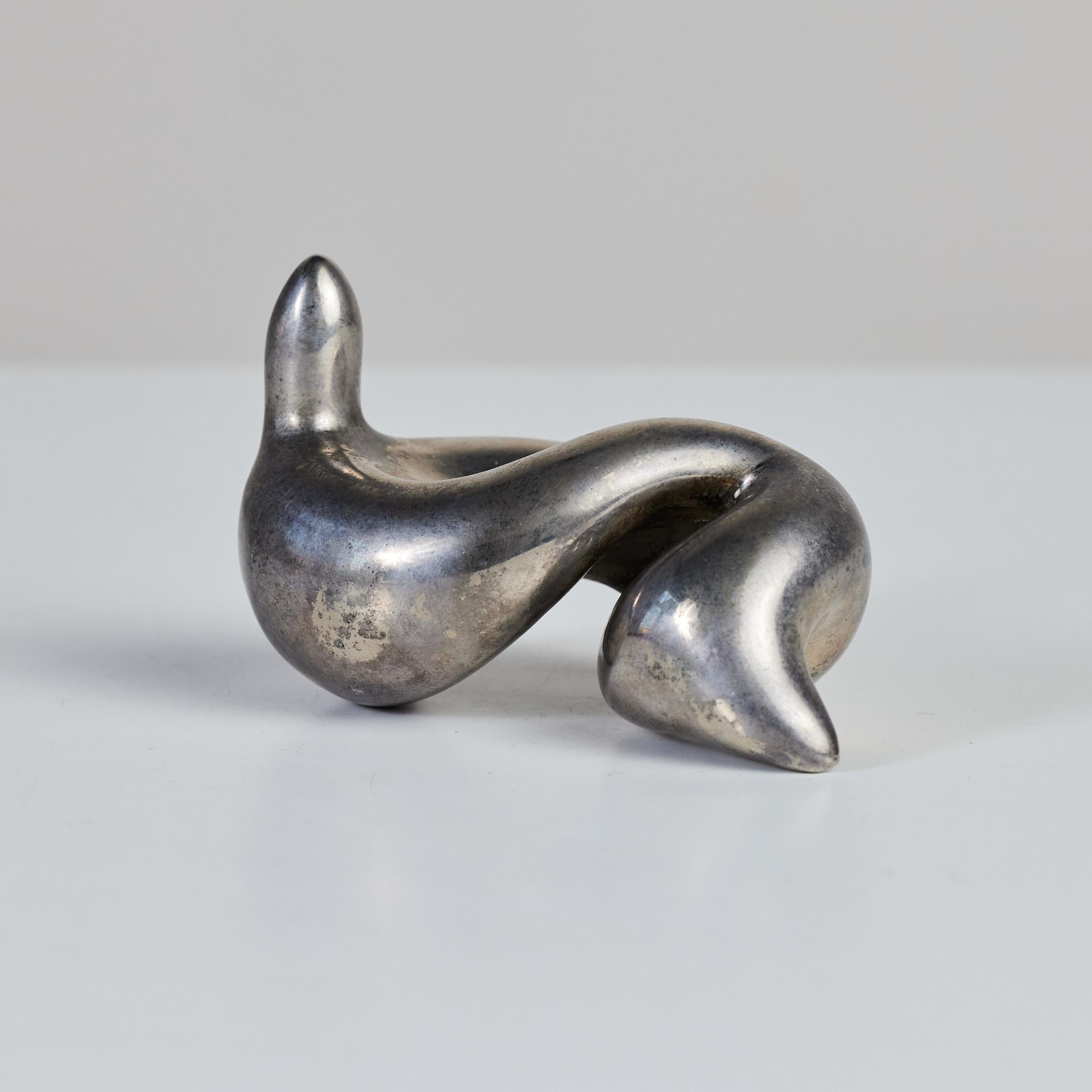 Patinated Biomorphic Silver Sculpture