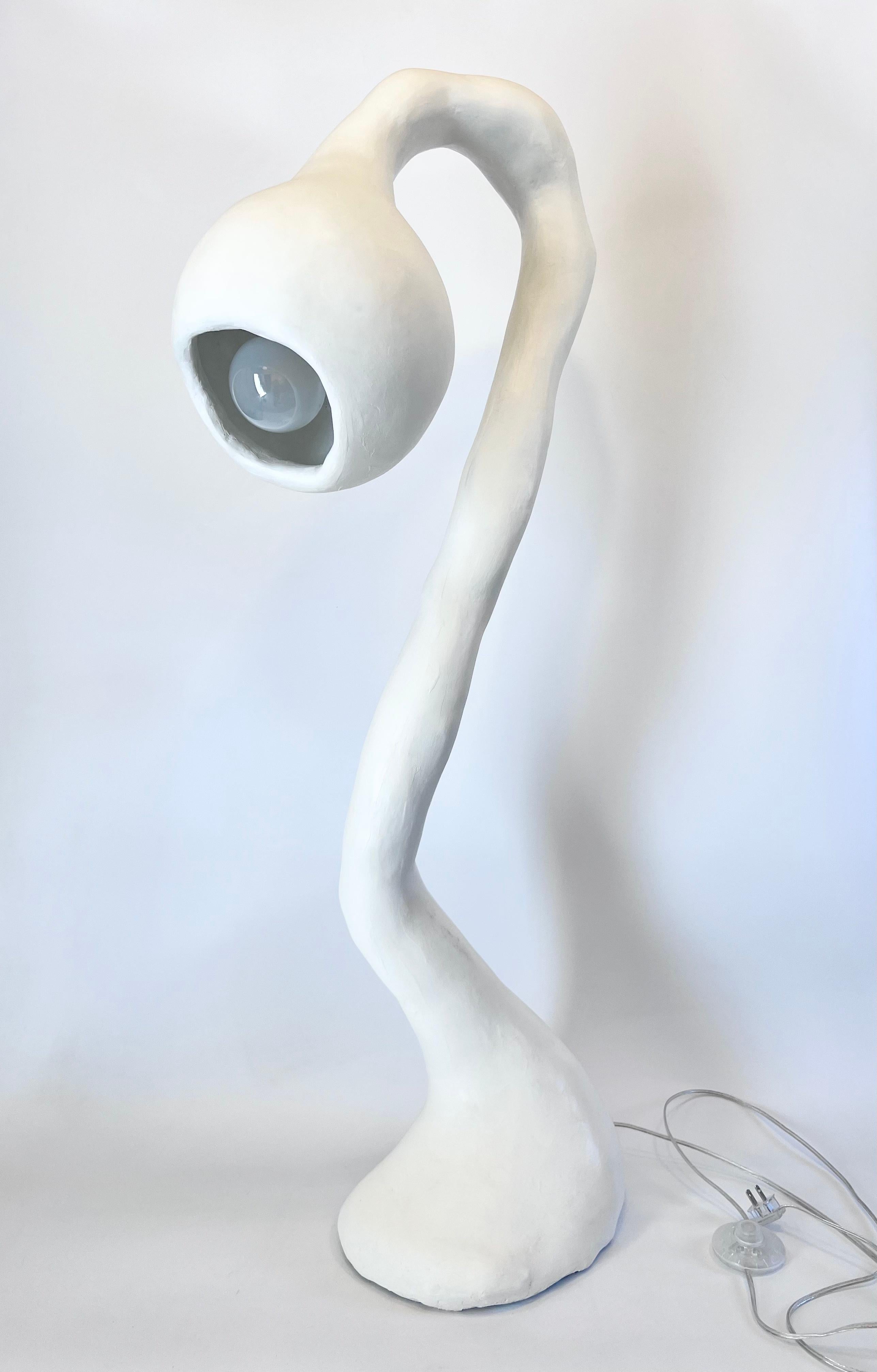 Biomorphic Standing Floor Lamp N.3, Studio Chora, White Plaster Stone, In Stock For Sale 2