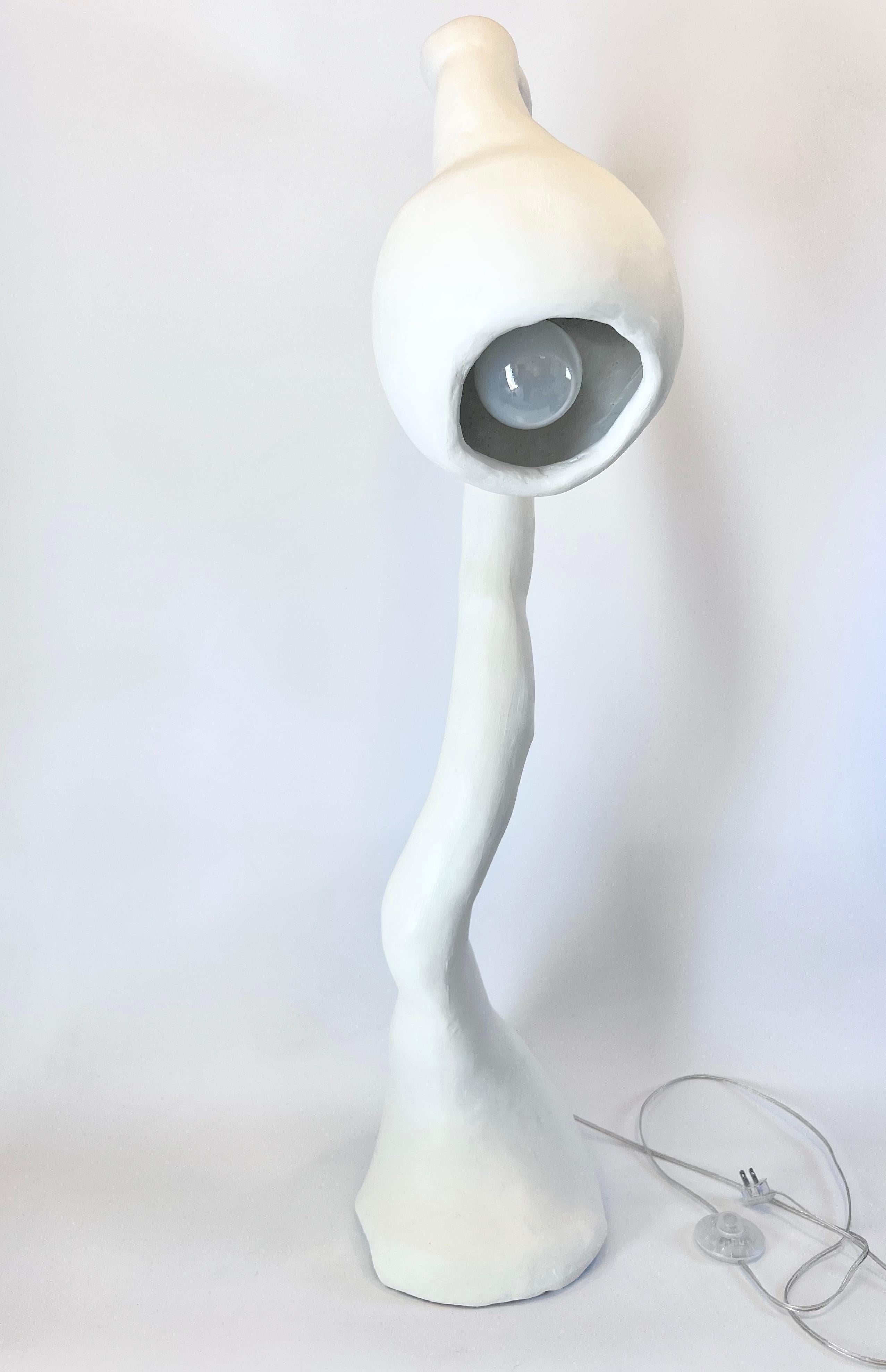 Biomorphic Standing Floor Lamp N.3, Studio Chora, White Plaster Stone, In Stock For Sale 3