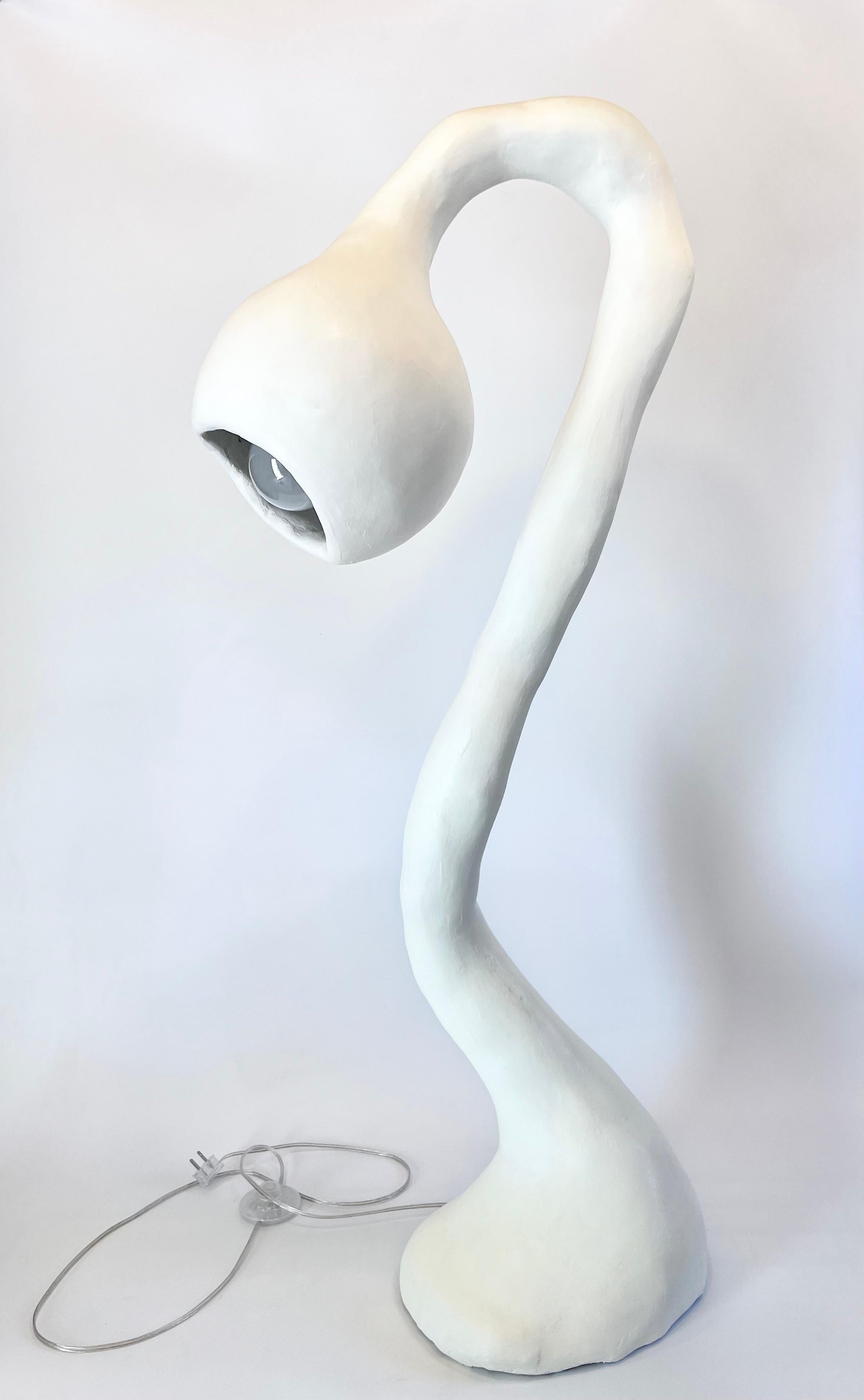 Biomorphic Standing Floor Lamp N.3, Studio Chora, White Plaster Stone, In Stock For Sale 4