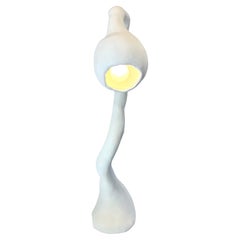 Biomorphic Standing Floor Lamp N.3, Studio Chora, White Plaster Stone, In Stock