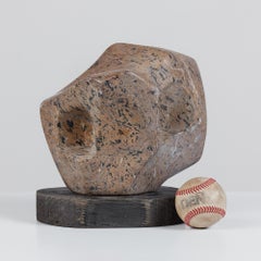 Biomorphic Stone Sculpture with Wood Plinth Base