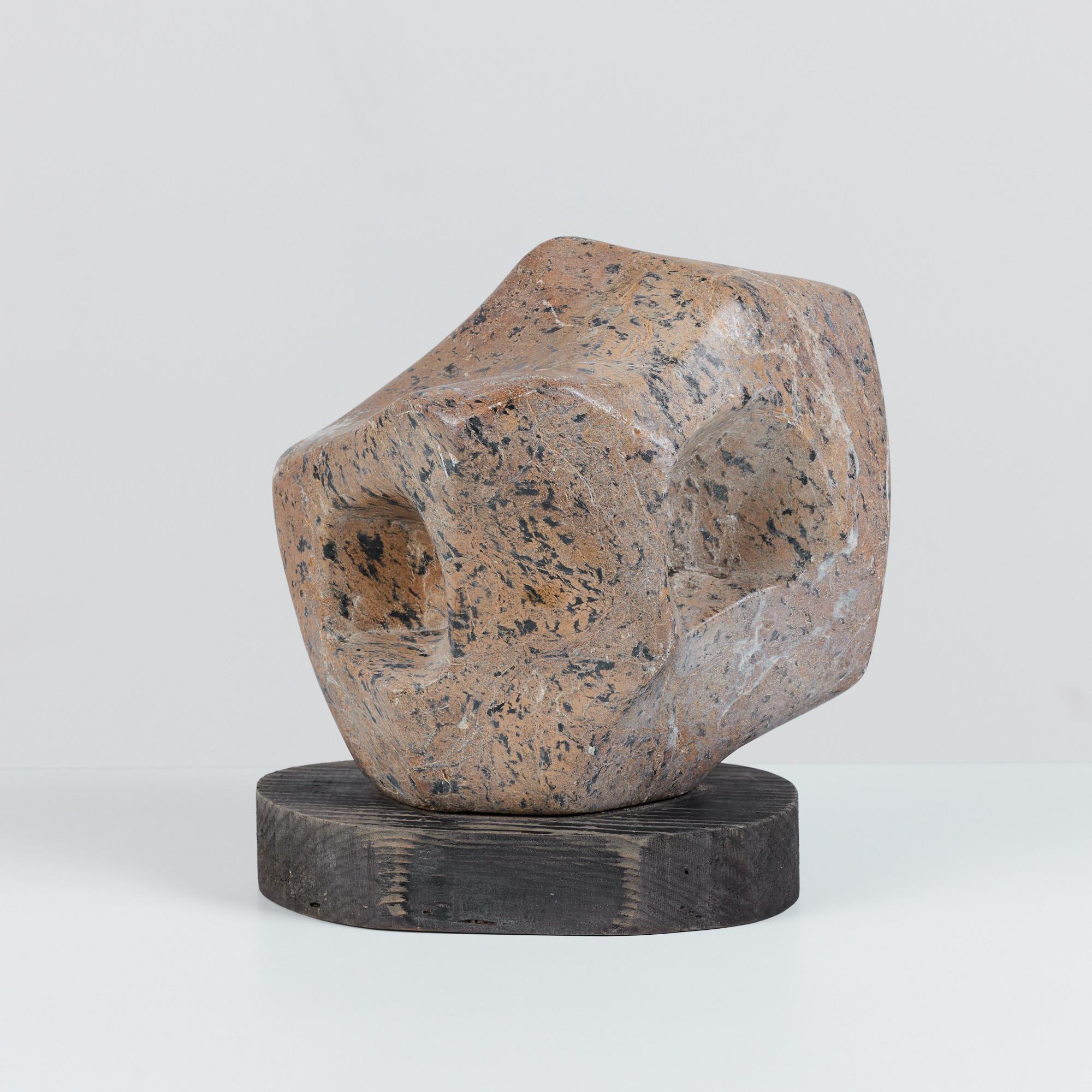 Biomorphic Stone Sculpture with Wood Plinth Base at 1stDibs stone sculpture base