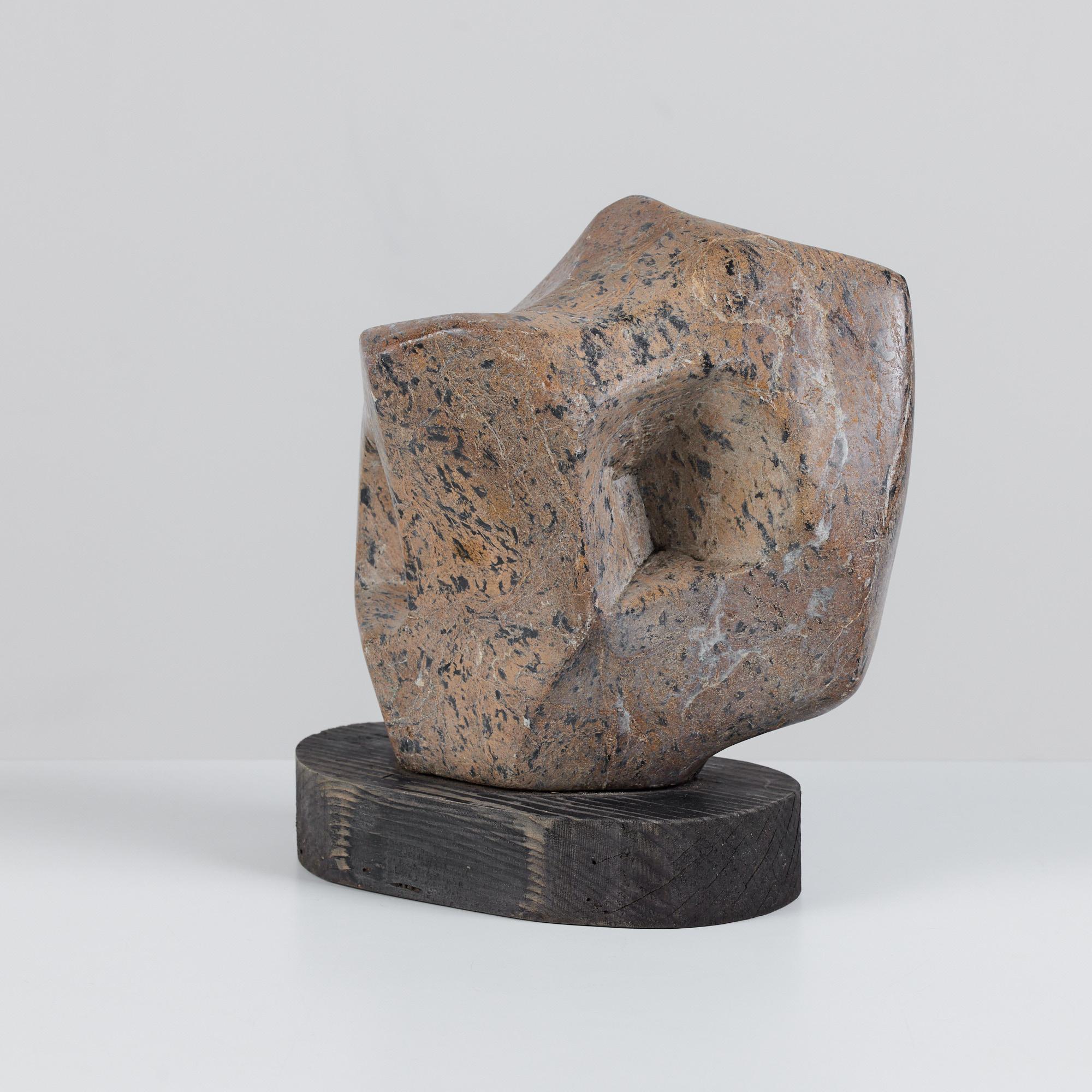 Biomorphic Stone Sculpture with Wood Plinth Base at 1stDibs stone sculpture base