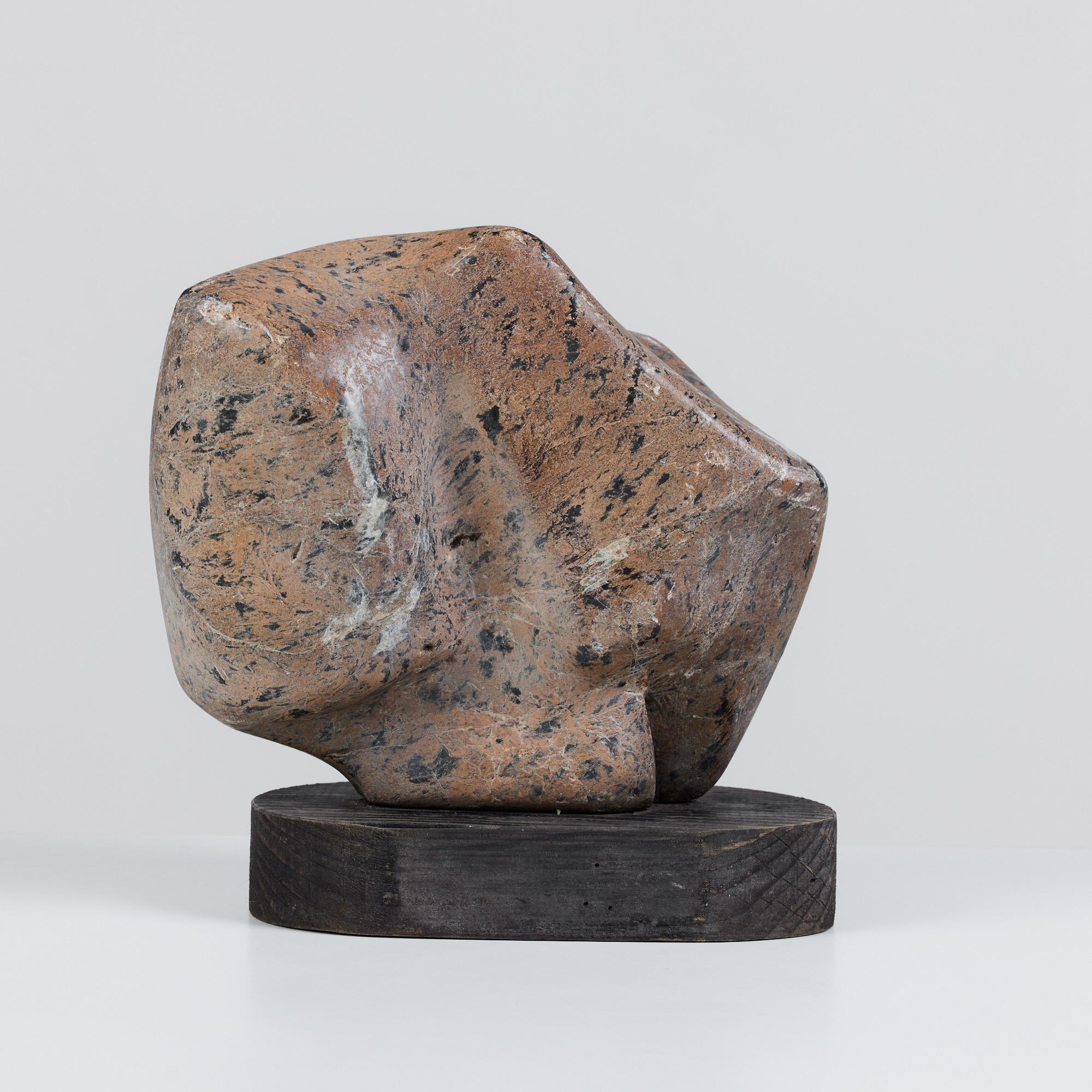 Biomorphic Stone Sculpture with Wood Plinth Base at 1stDibs stone sculpture base