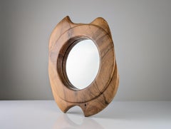 Biomorphic Wall Mirror in Solid Walnut, Organic Design, France, 1960s