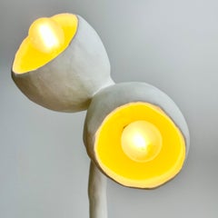 Biomorphic X2 by Studio Chora, Multi-Head Table Lamp, White Limestone, In Stock