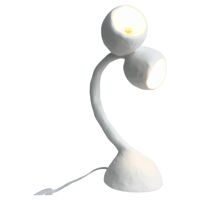 Biomorphic X2 by Studio Chora, MultiHead Table Lamp, White Limestone