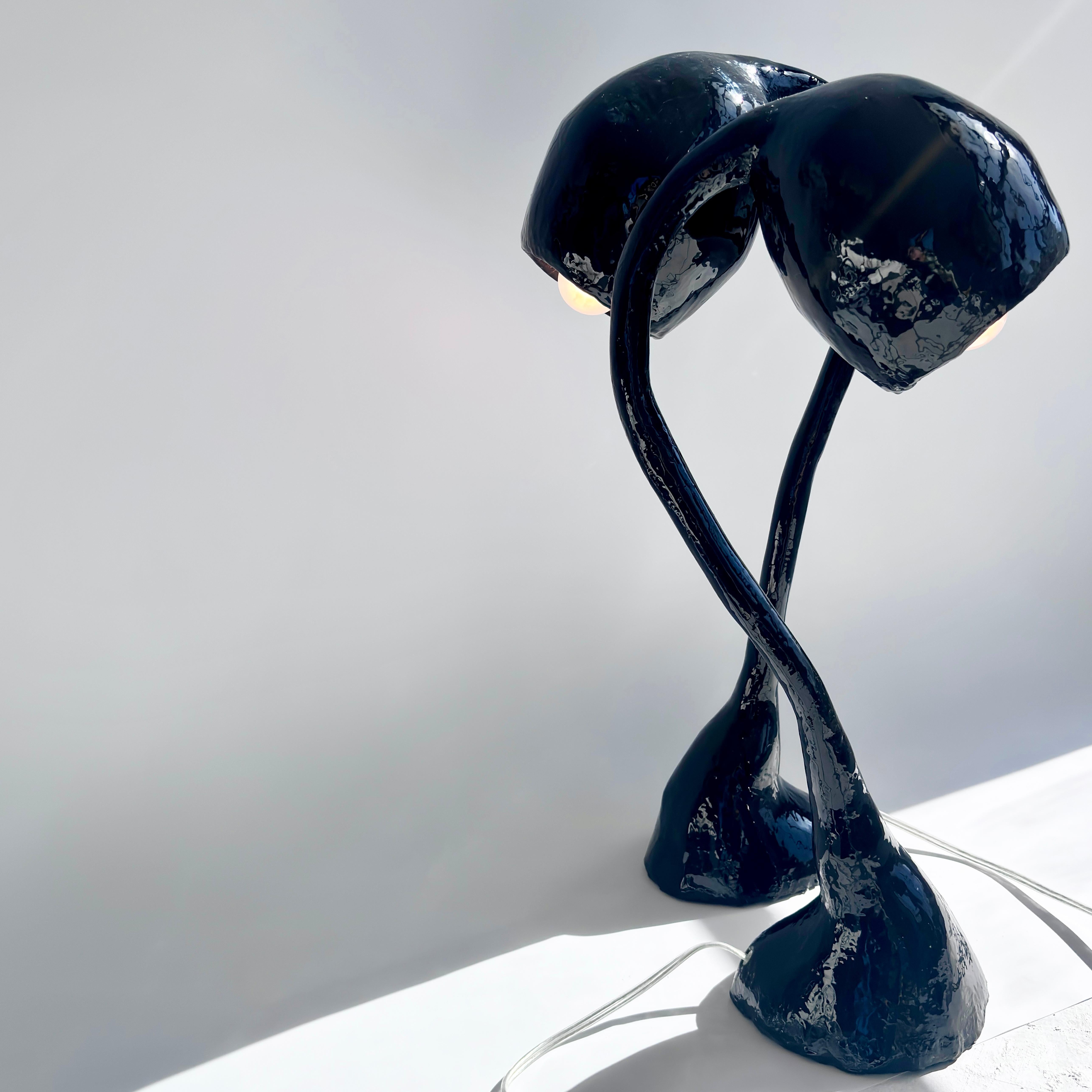 Hand-Painted Biomorphic XL by Studio Chora, Pair of Table Lamps, Black Resin, Handcrafted For Sale
