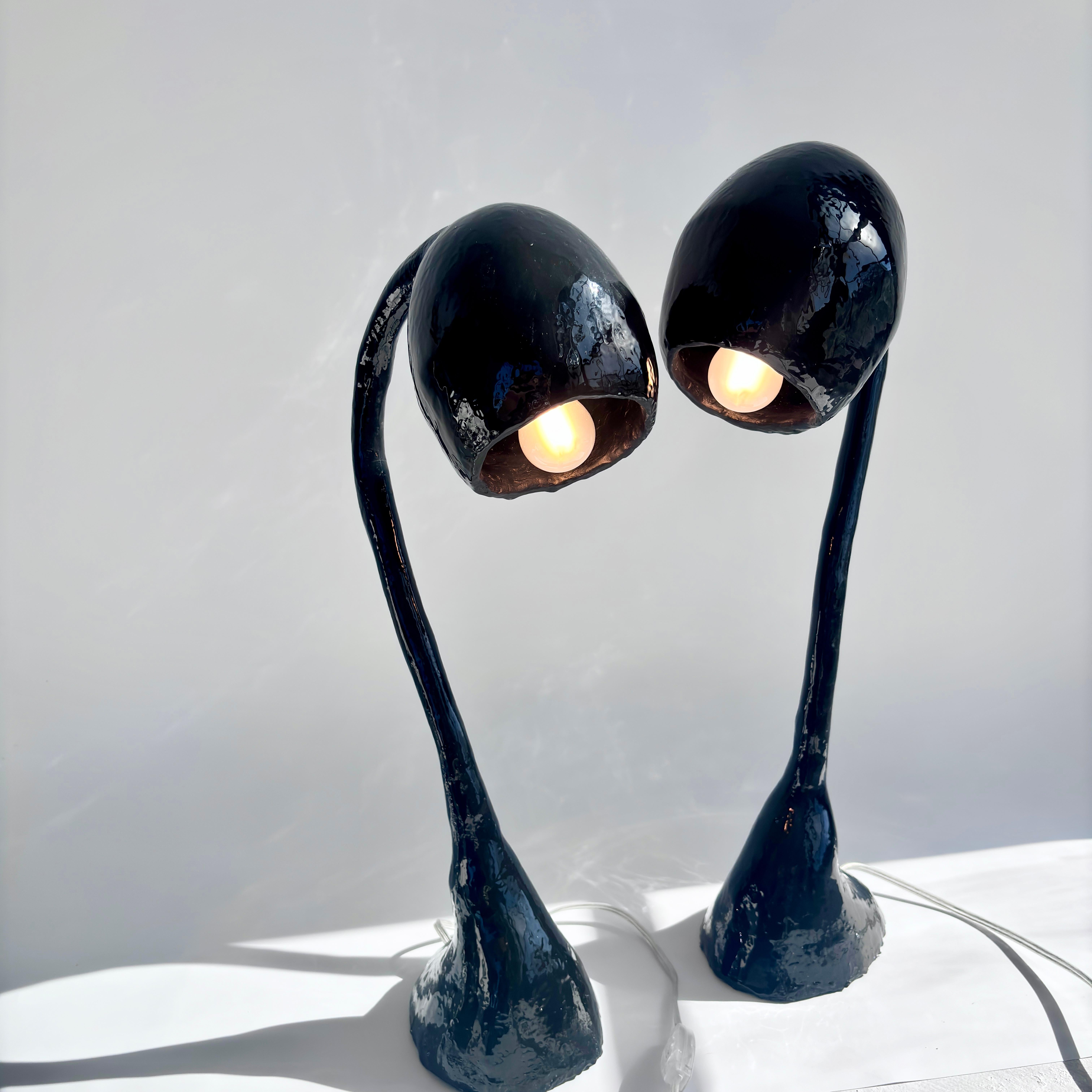 Biomorphic XL by Studio Chora, Pair of Table Lamps, Black Resin, Handcrafted In Good Condition For Sale In Albuquerque, NM