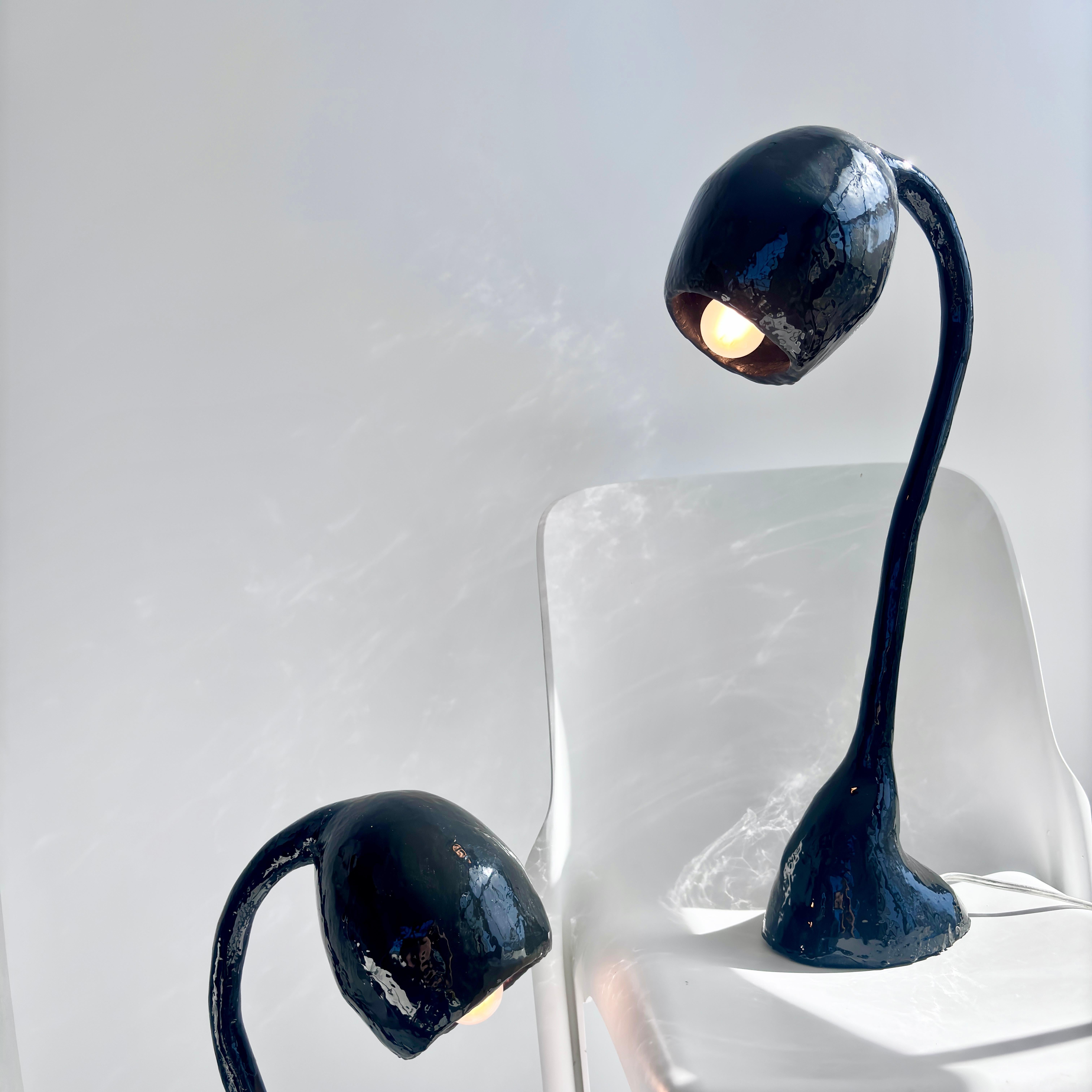 Biomorphic XL by Studio Chora, Pair of Table Lamps, Black Resin, Handcrafted For Sale 2