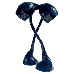 Biomorphic XL di Studio Chora, coppia di lampade da tavolo, resina nera, realizzate a mano