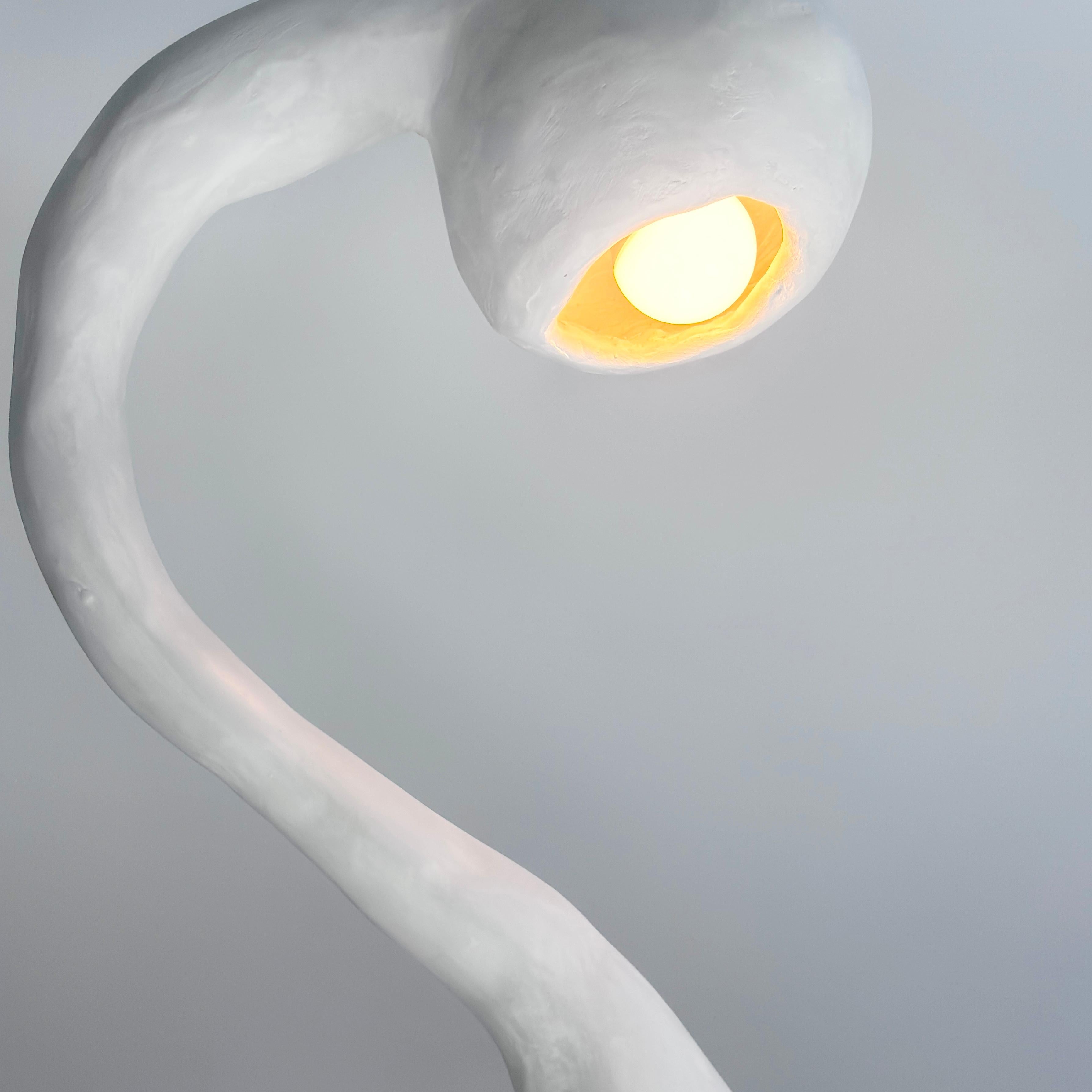 Limed Biomorphic Xl Line by Studio Chora, Tall Table Lamp, White Limestone, In Stock For Sale