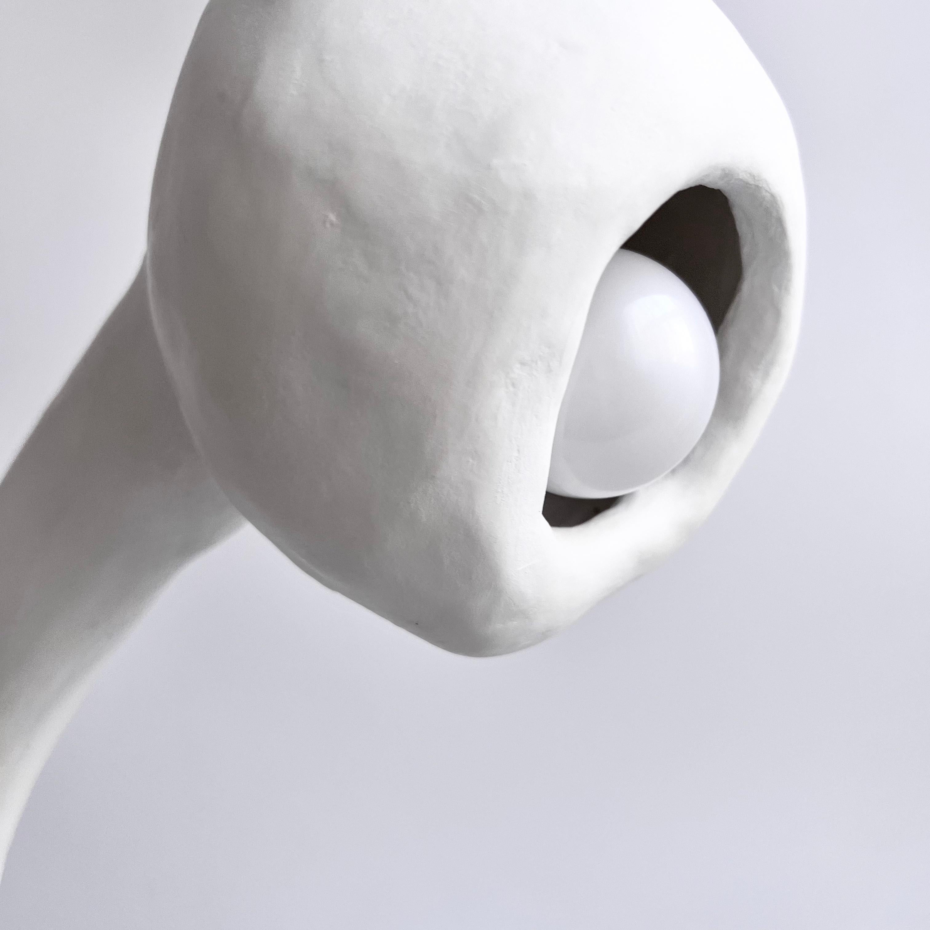 Contemporary Biomorphic Xl Line by Studio Chora, Tall Table Lamp, White Limestone, In Stock For Sale