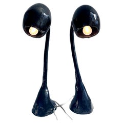 Biomorphic XL, Oversized Pair of Table Lamps, Black Resin, In-Stock