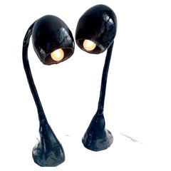 Biomorphic XL, paire de lampes de bureau surdimensionnées en résine noire, en stock