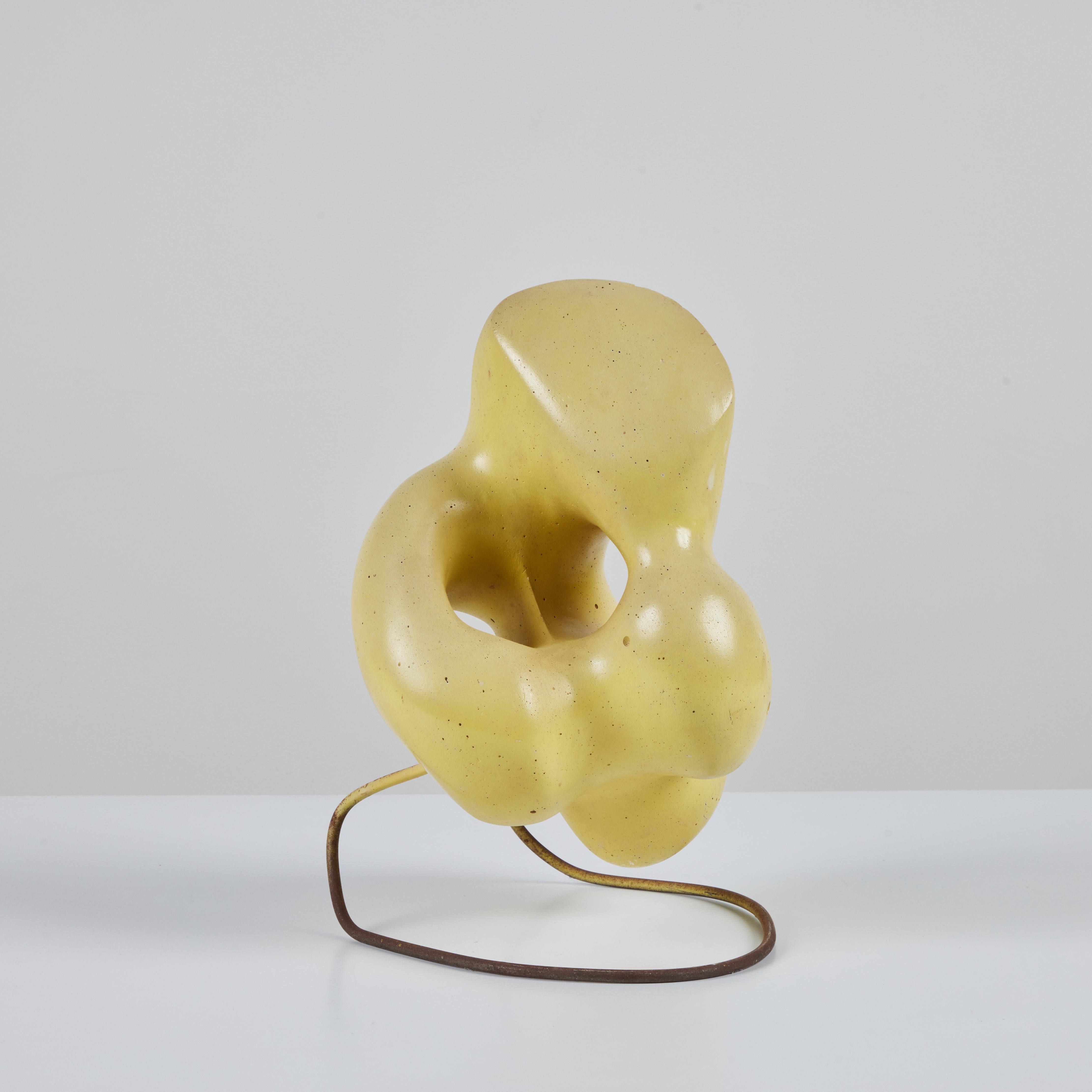 American Biomorphic Yellow Glazed Sculpture For Sale
