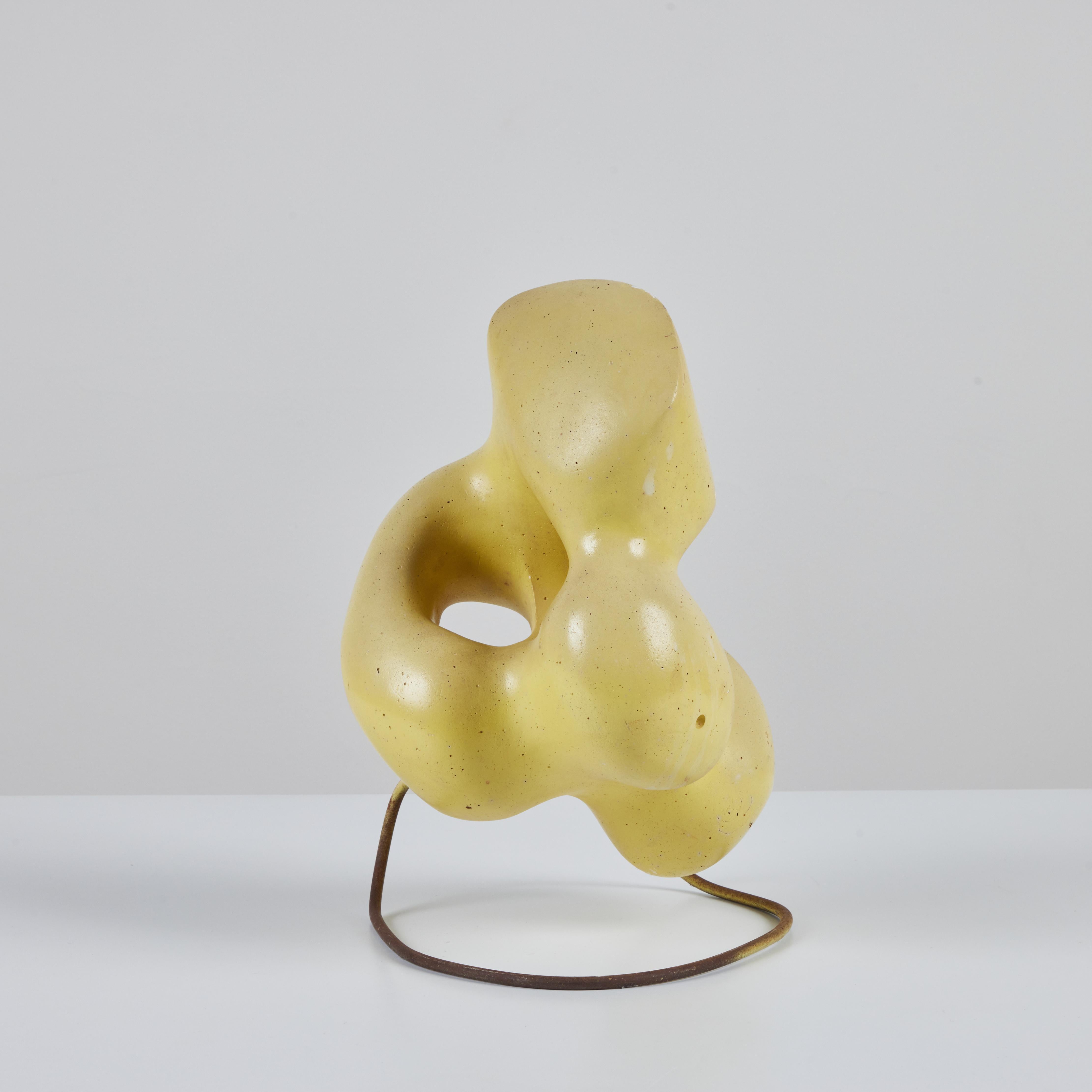 Biomorphic Yellow Glazed Sculpture In Good Condition For Sale In Los Angeles, CA