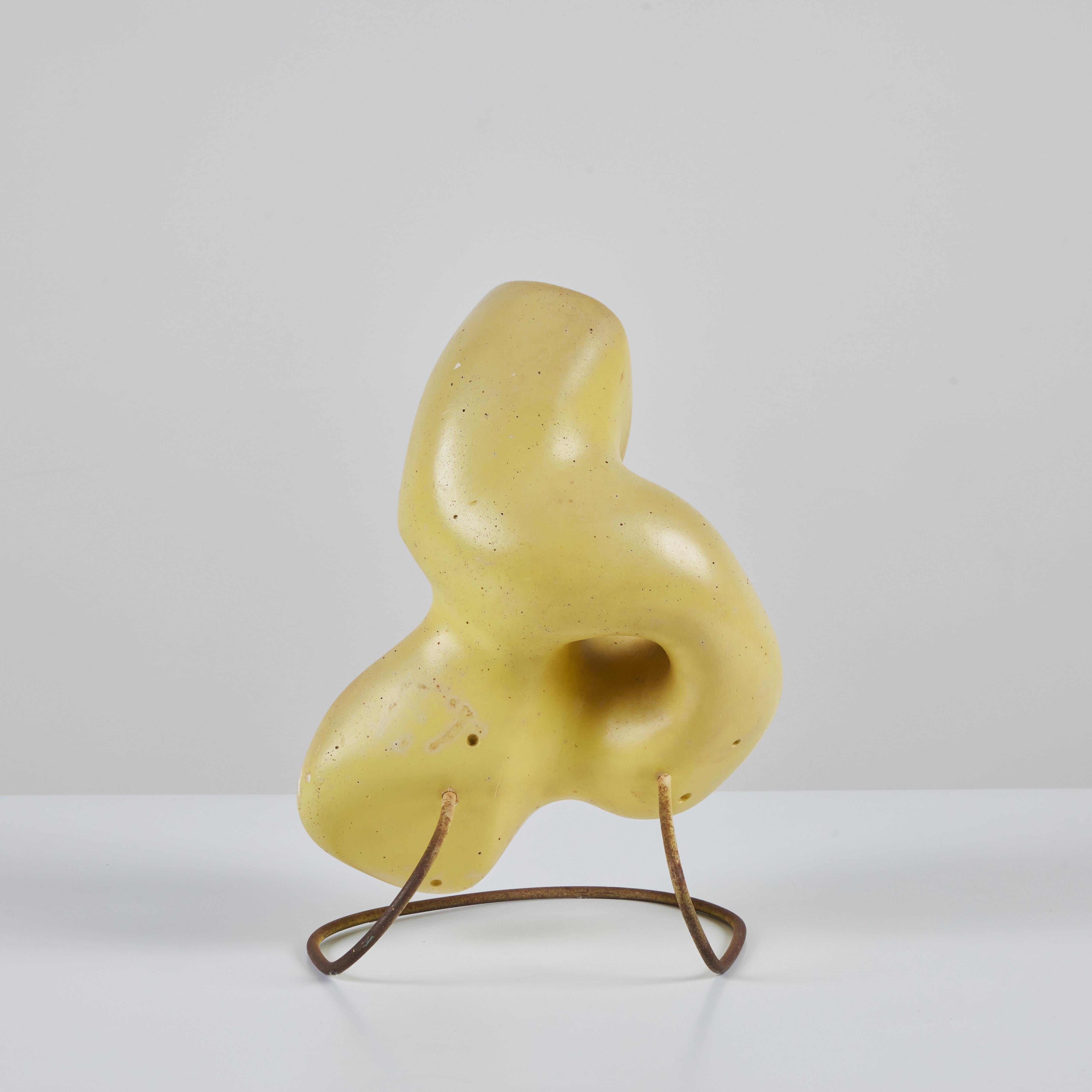 Biomorphic Yellow Glazed Sculpture For Sale 1