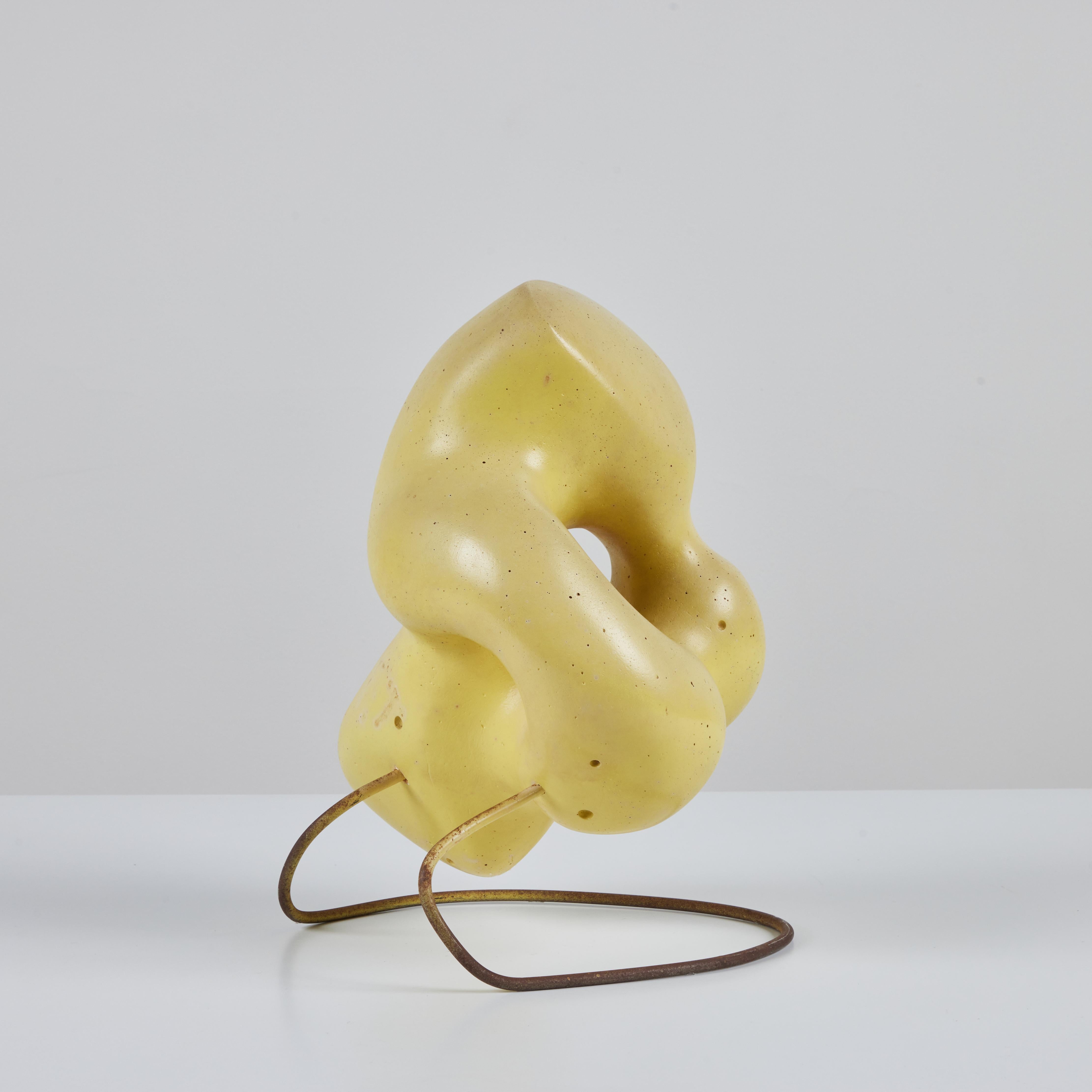 Biomorphic Yellow Glazed Sculpture For Sale 2