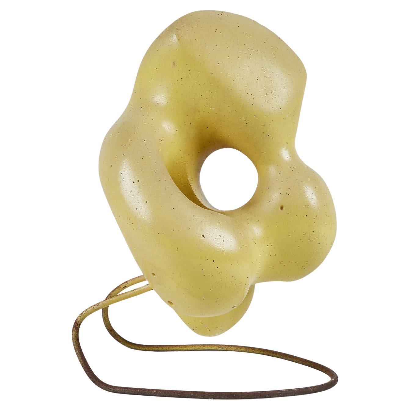 Biomorphic Yellow Glazed Sculpture For Sale