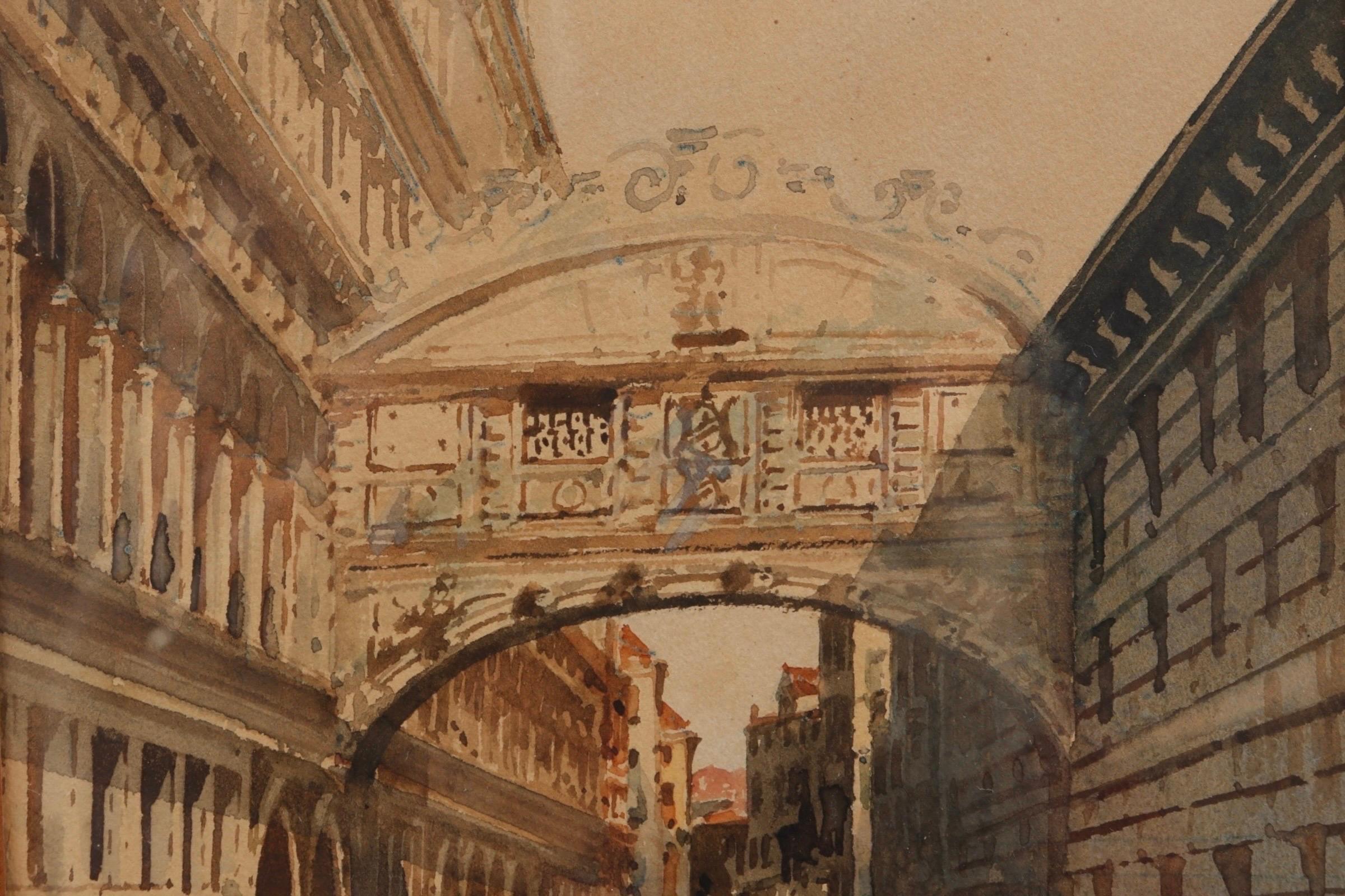 Biondetti Signiertes Aquarell The Bridge of Sighs, The Bridge of Sighs (Italienisch) im Angebot