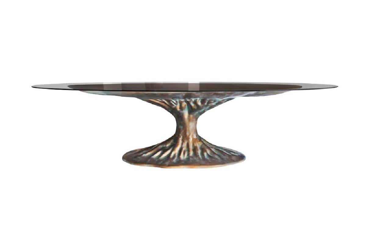 Biophilic Dining Table With Walnut Root Wood Top For Sale 2