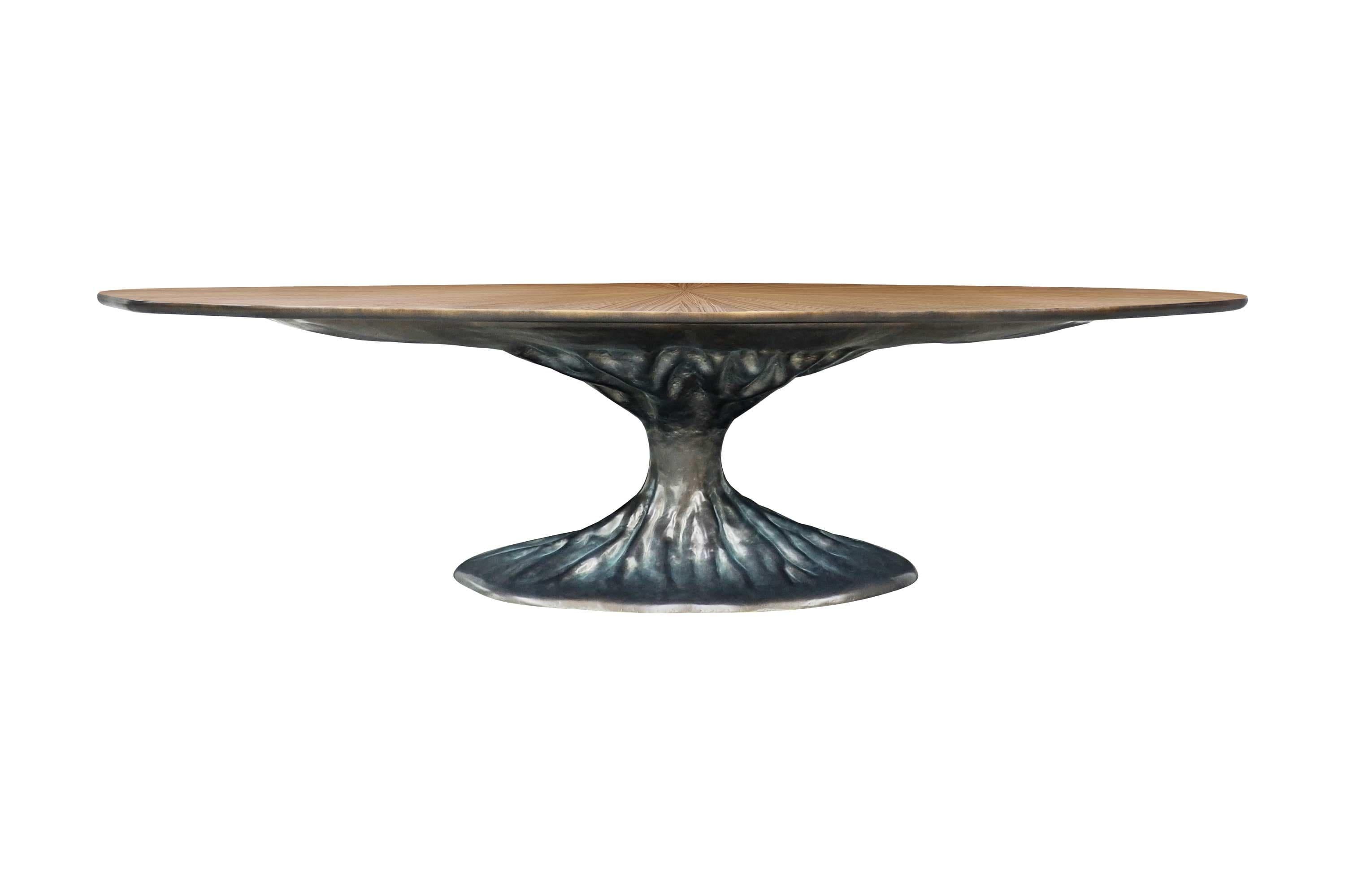Biophilic Dining Table With Walnut Root Wood Top For Sale 1