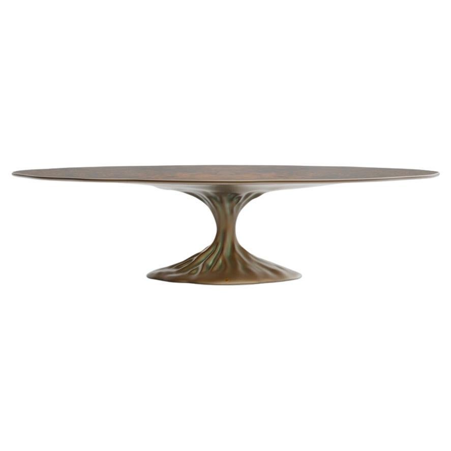 Biophilic Dining Table With Walnut Root Wood Top For Sale